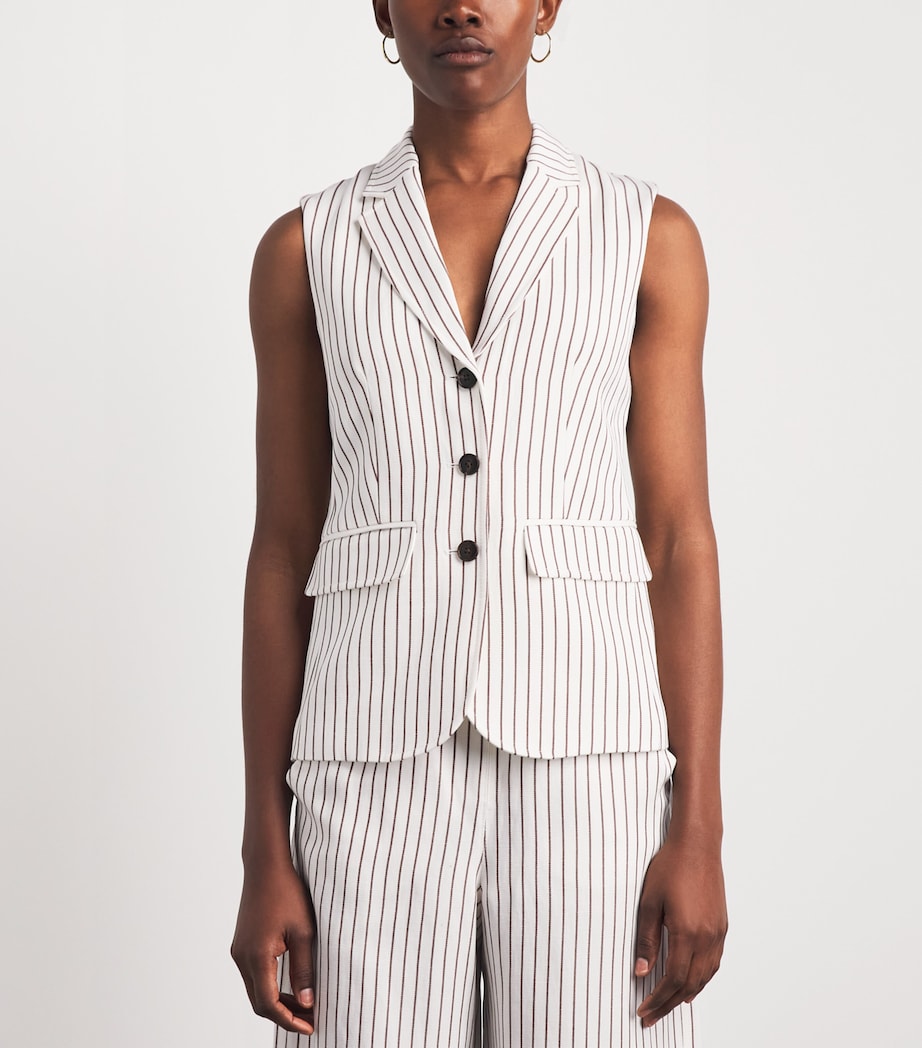 ME+EM Womens Stripe Sleeveless Blazer Ivory/cinnamon Brown Image 4
