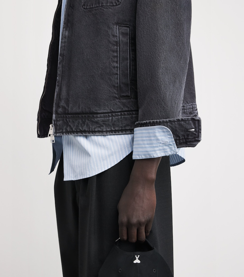 AMI Paris Mens Ami de Coeur Denim Jacket Noir Used Image 3