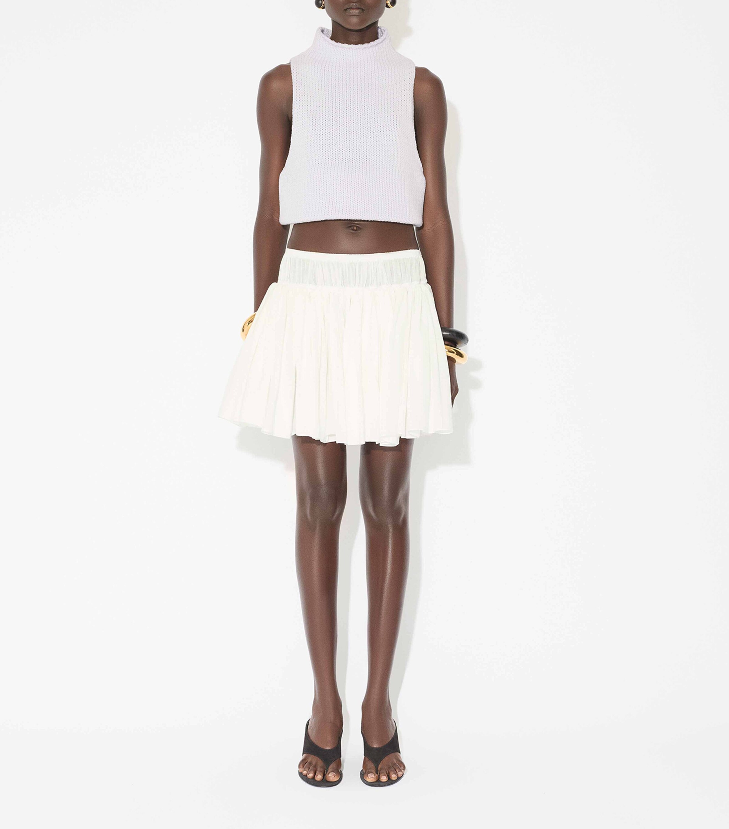 Cotton-Blend Sleeveless Top BLANC NATUREL Image 2