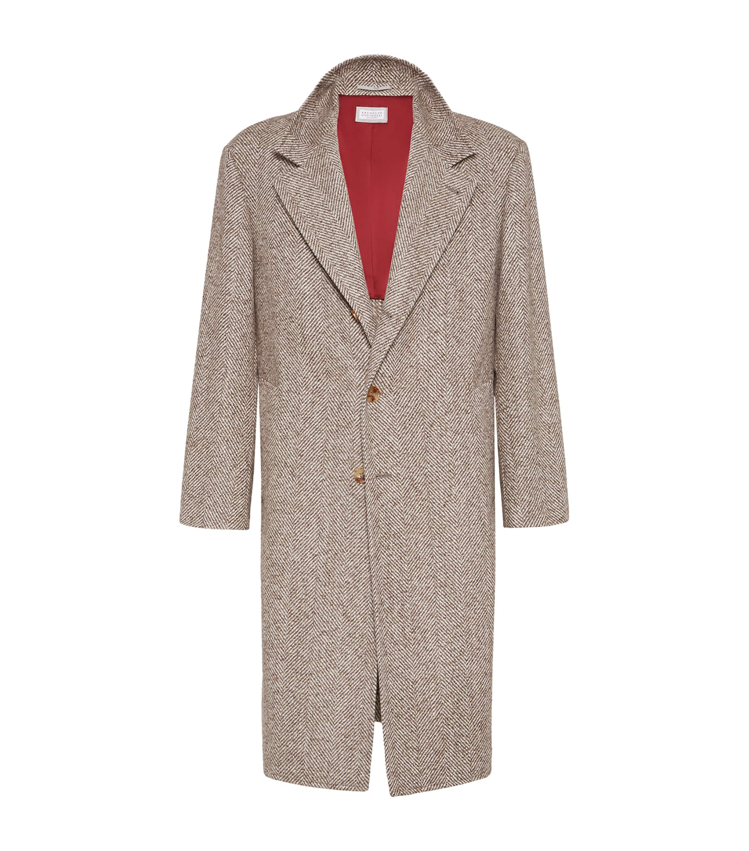 Wool-Alpaca-Blend Chevron Overcoat C005 Image 1