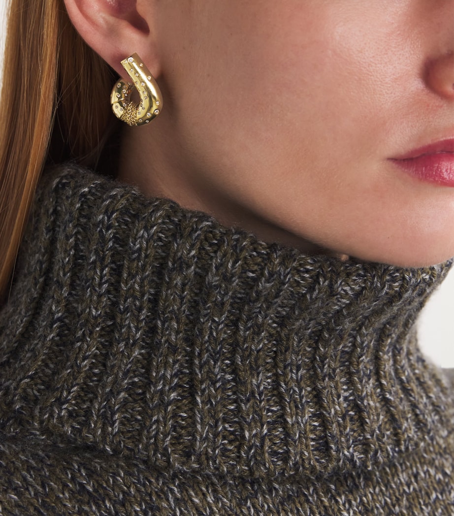 Tabayer Yellow Gold and Diamond Oera Hoop Earrings Yellow Gold Image 2