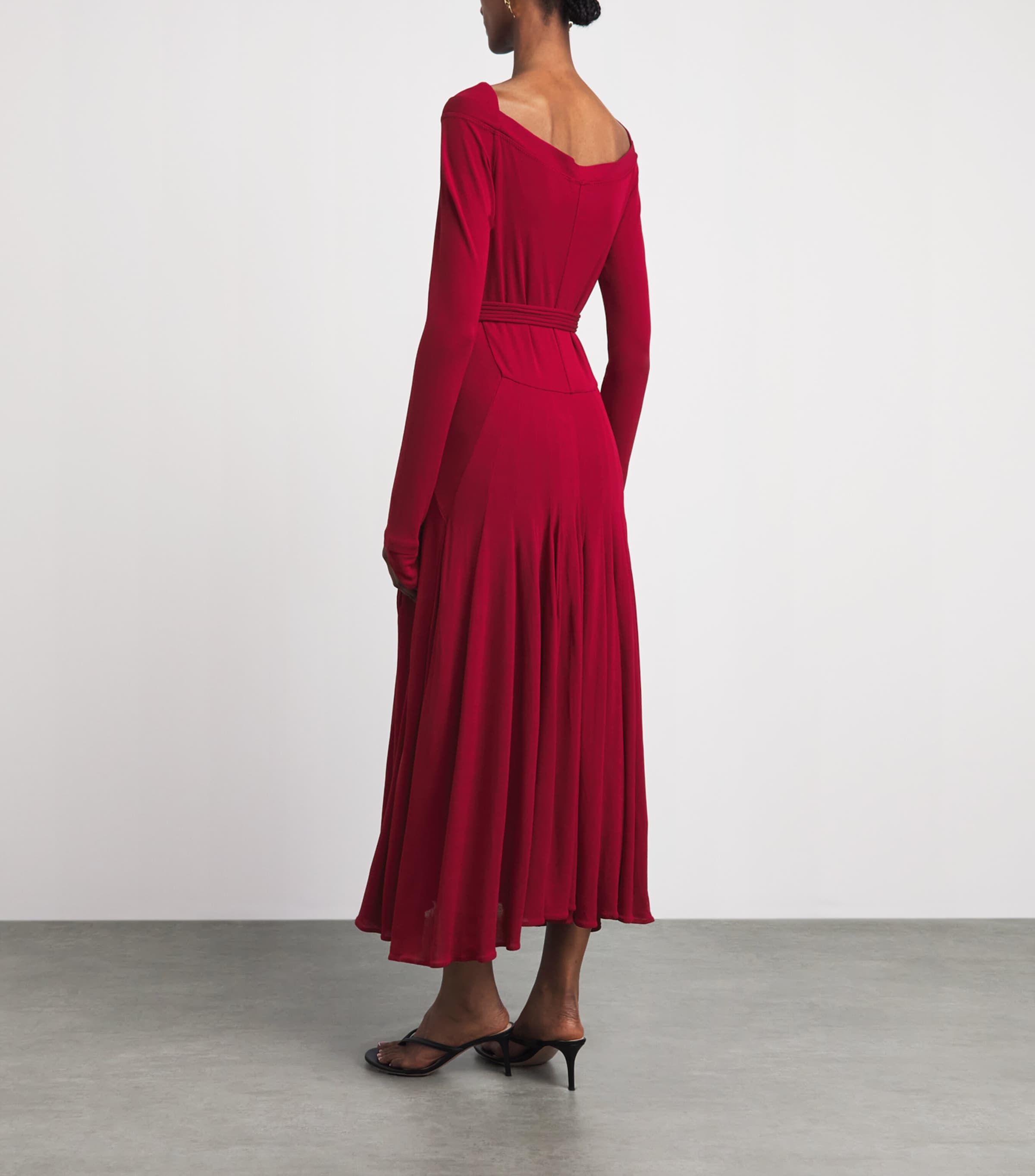 Tory Burch Womens Jersey Pleated Midi Dress Rouge Image 4