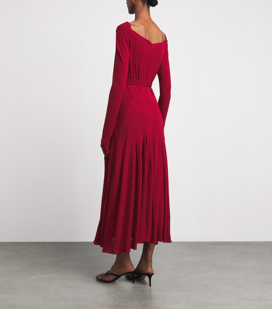 Tory Burch Womens Jersey Pleated Midi Dress Rouge Image 4