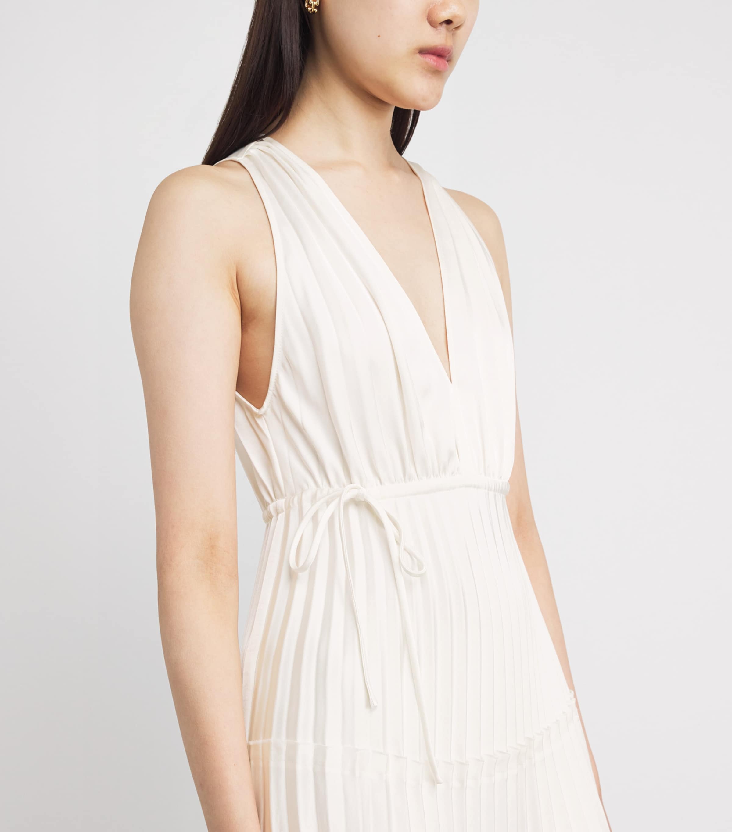 Sandro Paris Womens Pleated Maxi Dress Ecru Image 3