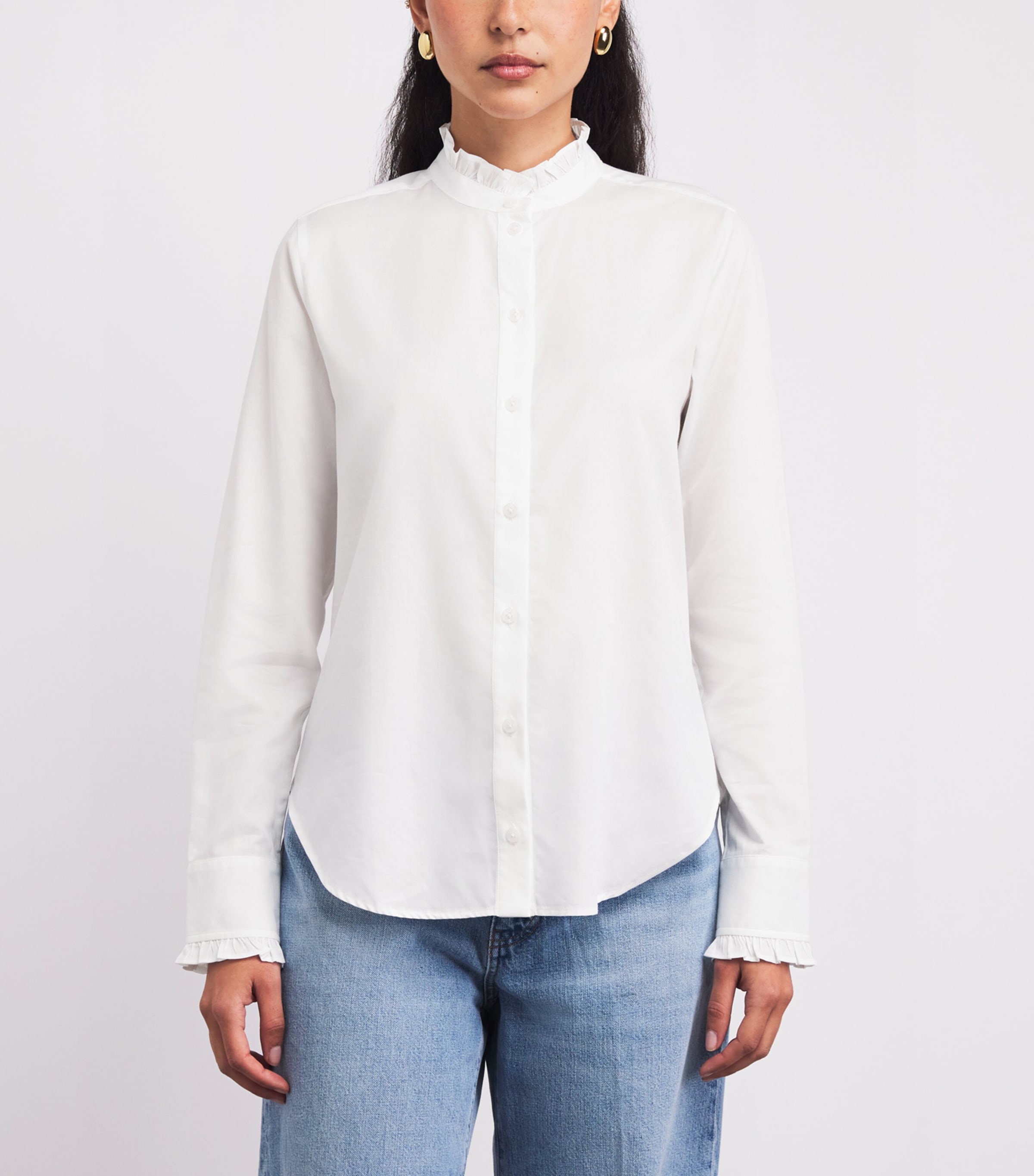 ME+EM Womens Cotton-Blend Impossibly Soft Shirt Soft White Image 4