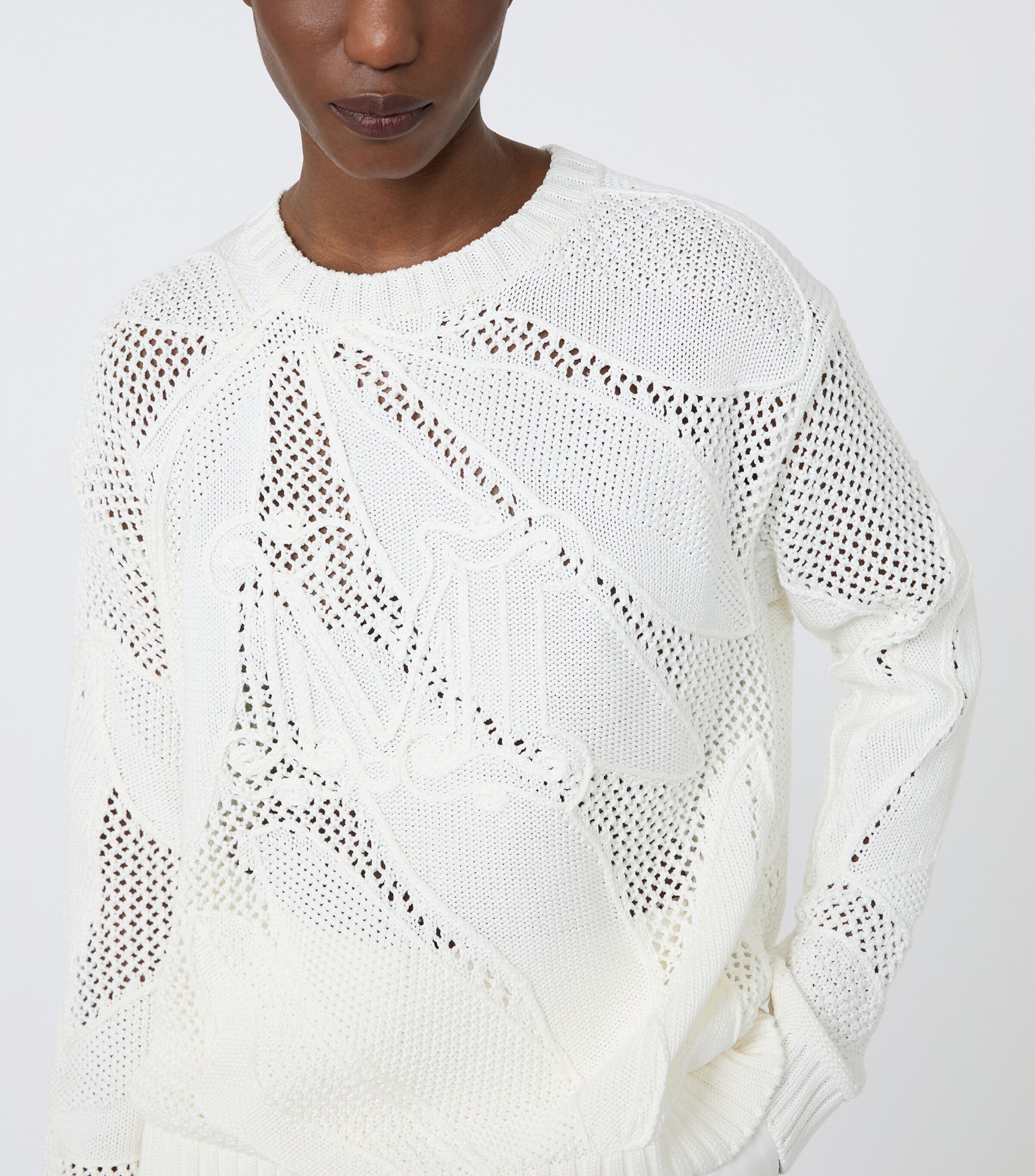 Max Mara Womens Crochet Logo Sweater White Image 5
