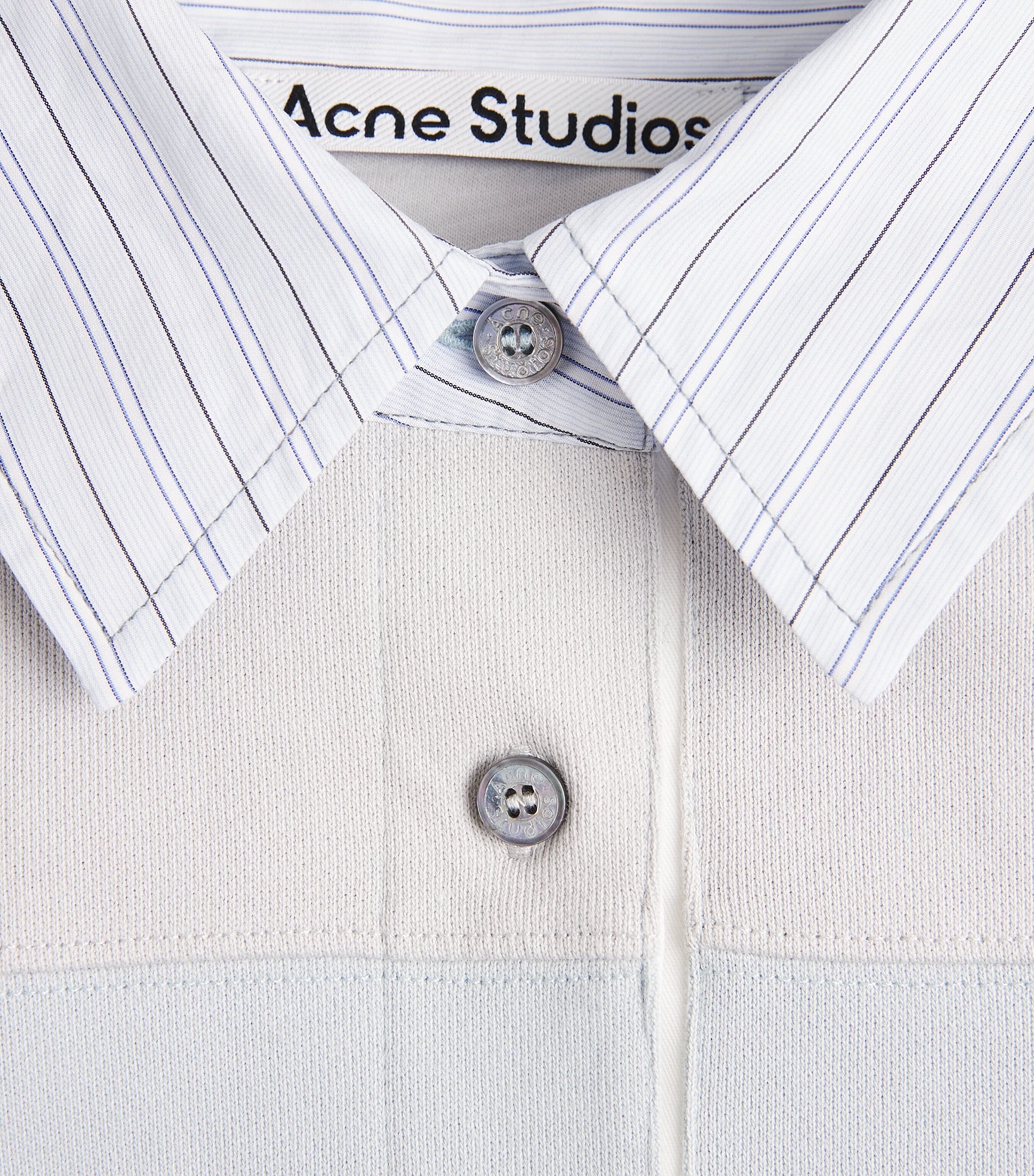 Acne Studios Womens Cotton Rugby Polo Sweatshirt Light Blue/grey Image 6