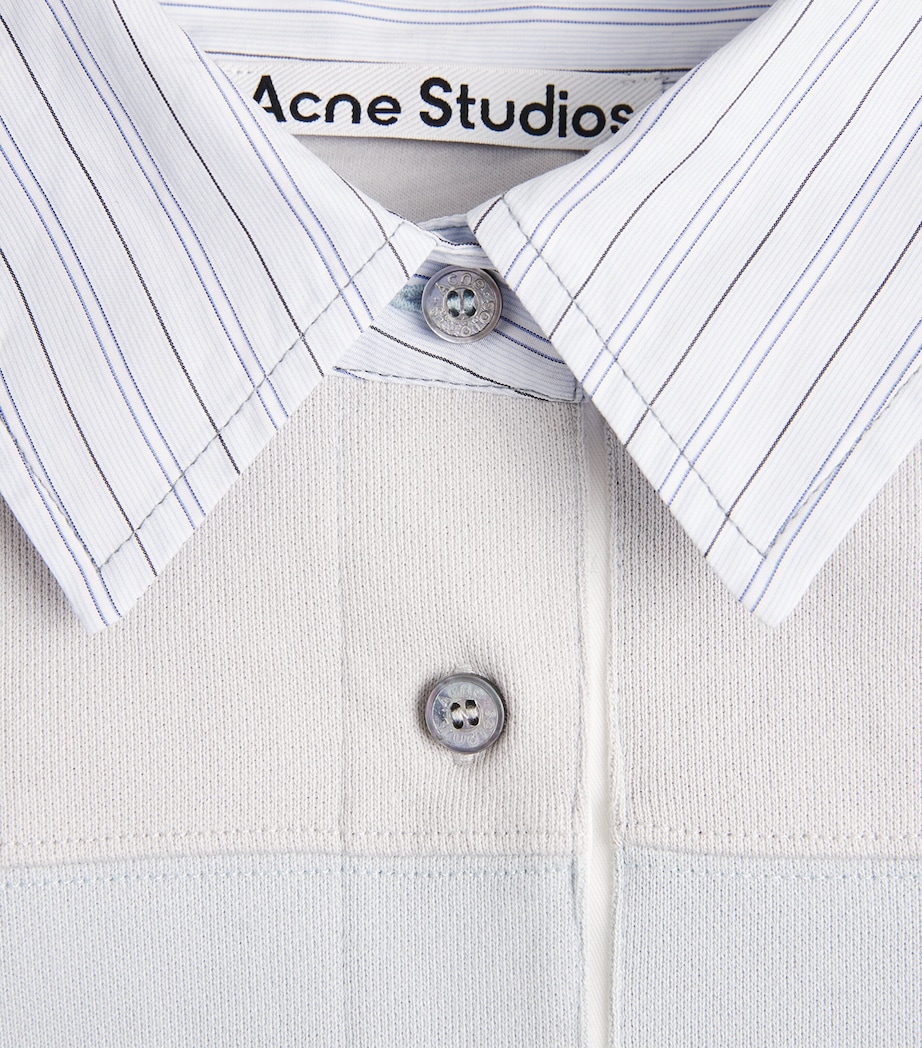 Acne Studios Womens Cotton Rugby Polo Sweatshirt Light Blue/grey Image 6