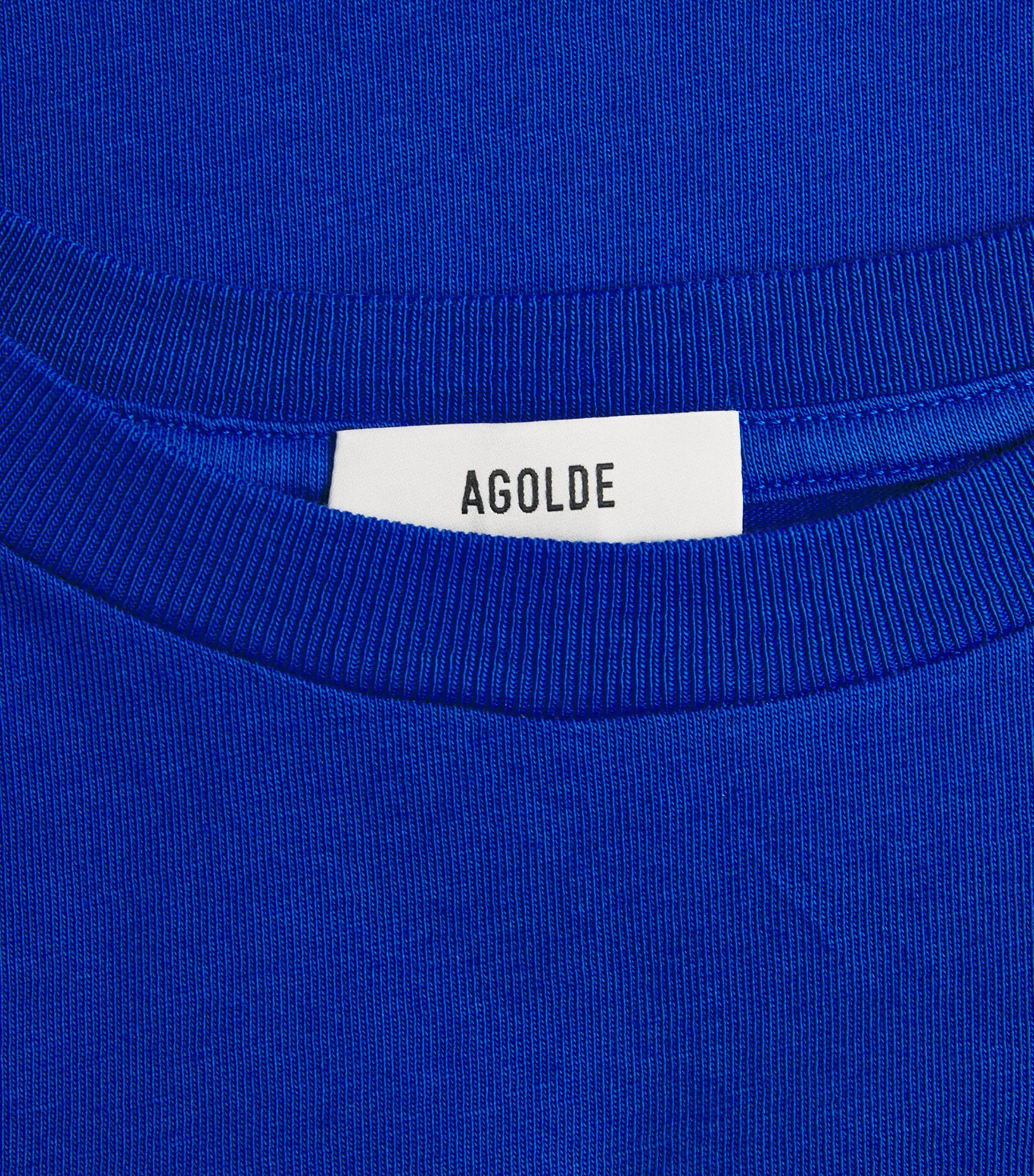 AGOLDE Womens Organic Cotton Adine Shrunken T-Shirt Cobalt Blue Image 6