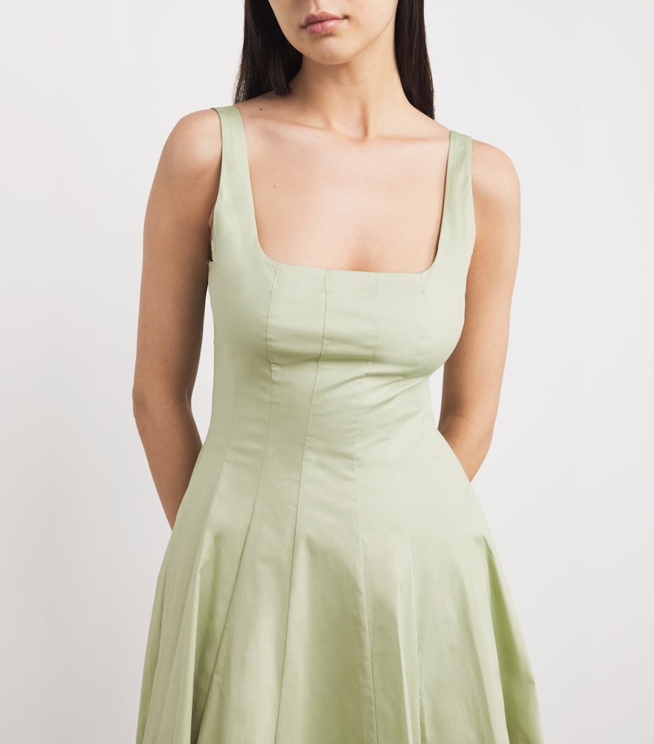 STAUD Womens Cotton-Blend Wells Midi Dress Pajd Pale Jade Image 4
