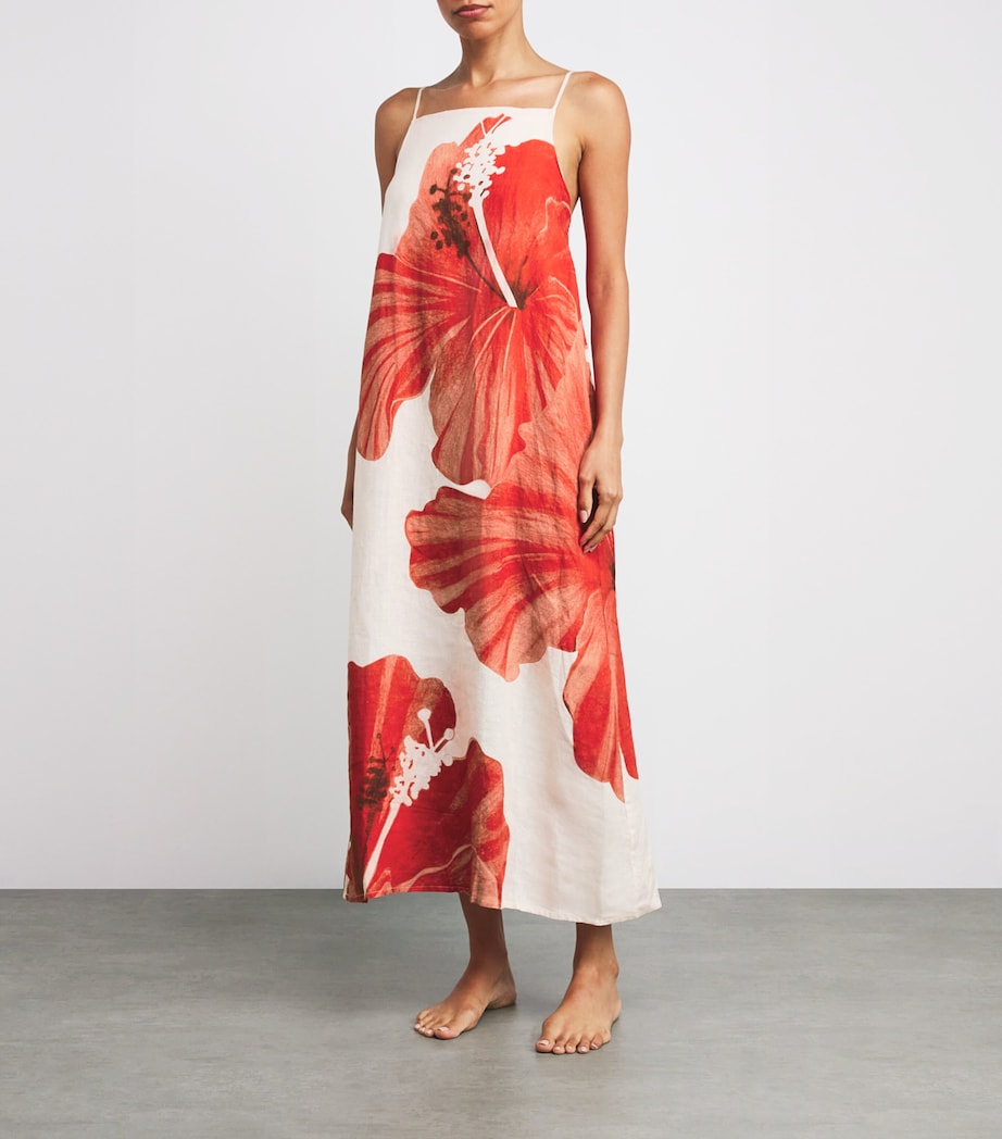 Linen Hibiscus Nightdress CREAM/RED Image 2