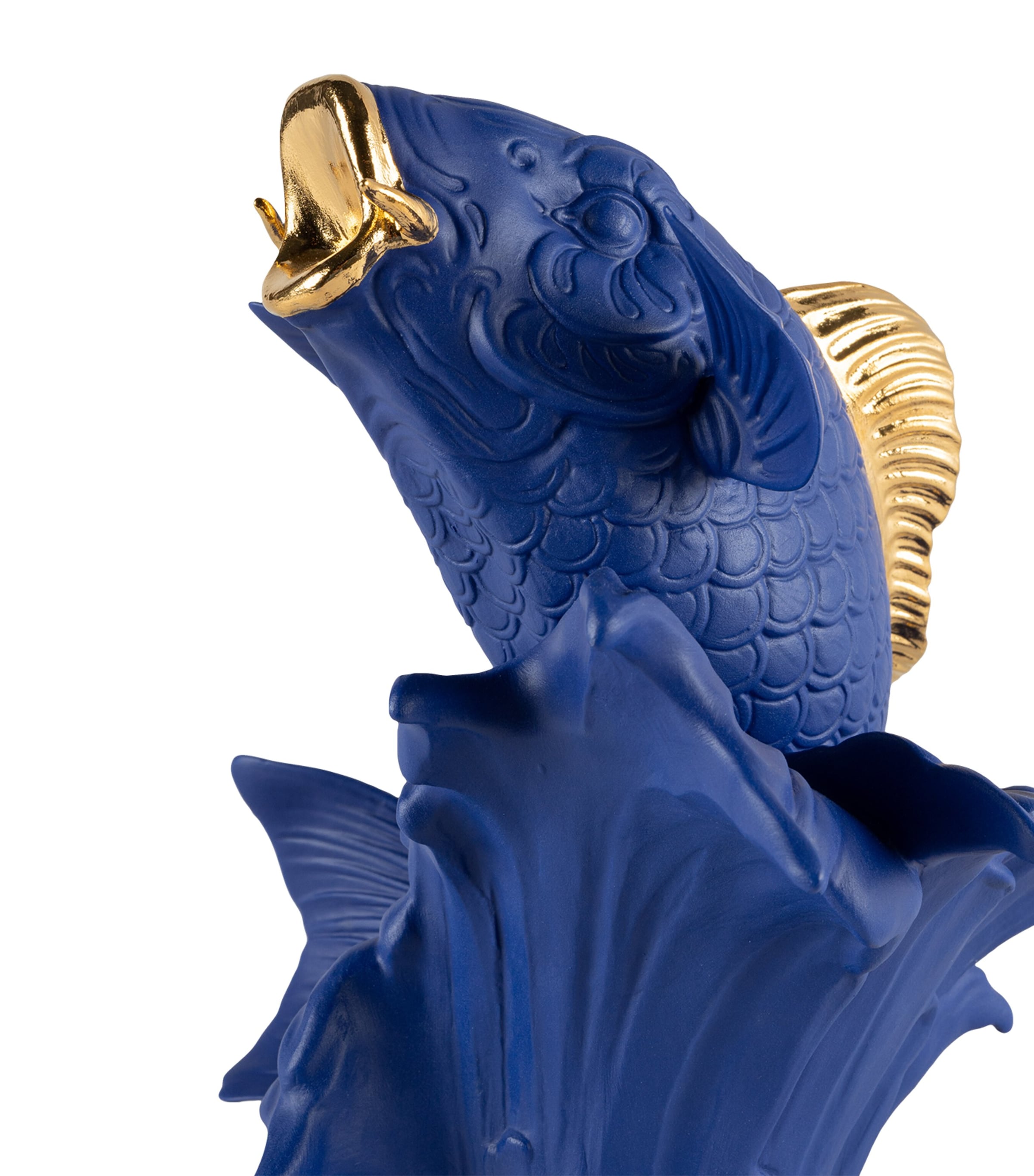 Porcelain Koi Carp Figurine WHITE & BLUE Image 5