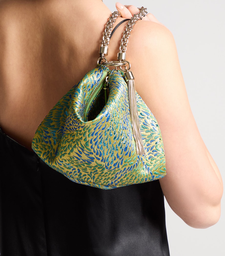 Jimmy Choo Callie Metallic Canvas Clutch Bag Green Mix/light Gold Image 2