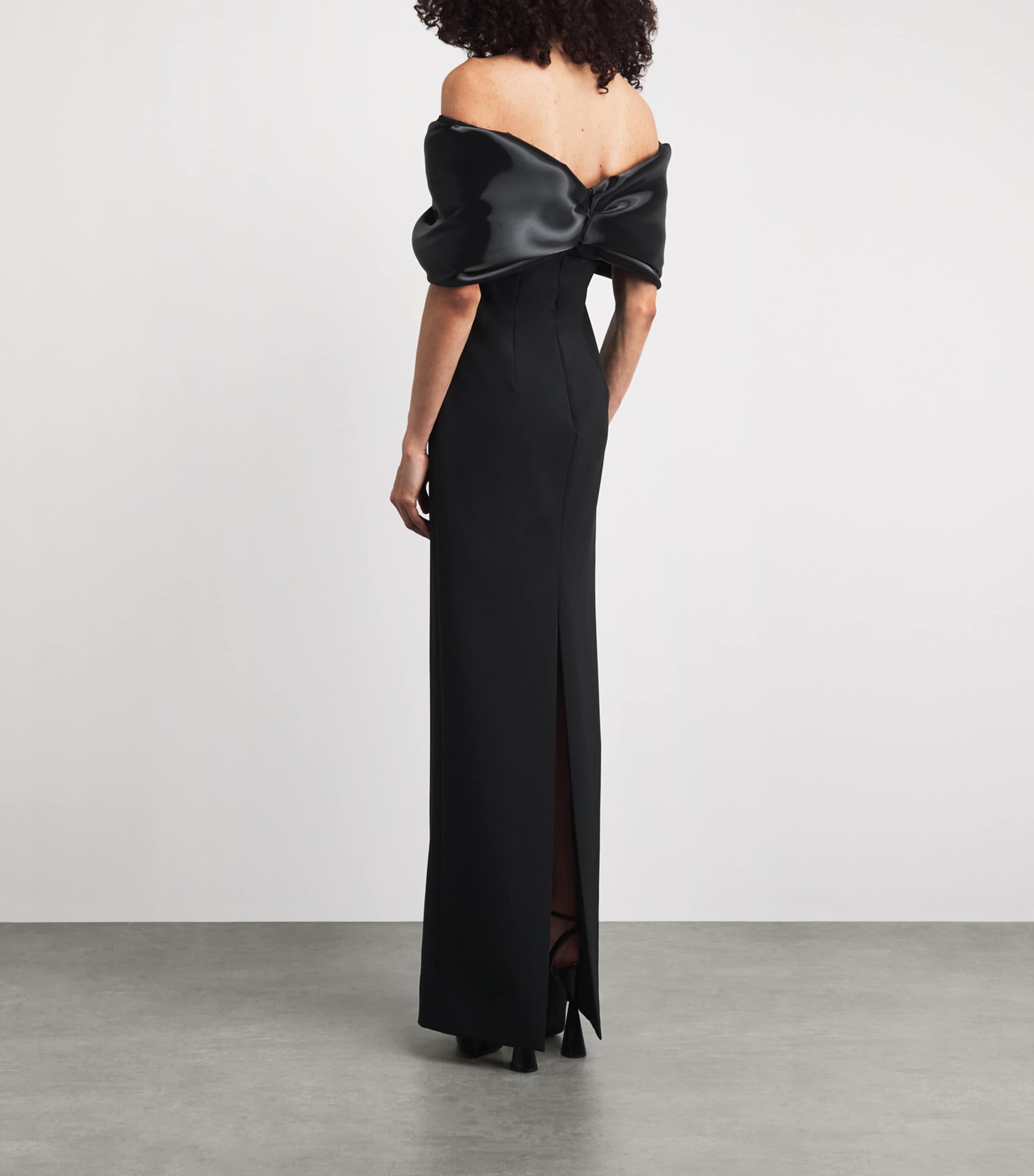 Pamella Roland Womens Twist-Detail Off-The-Shoulder Gown Black Image 4