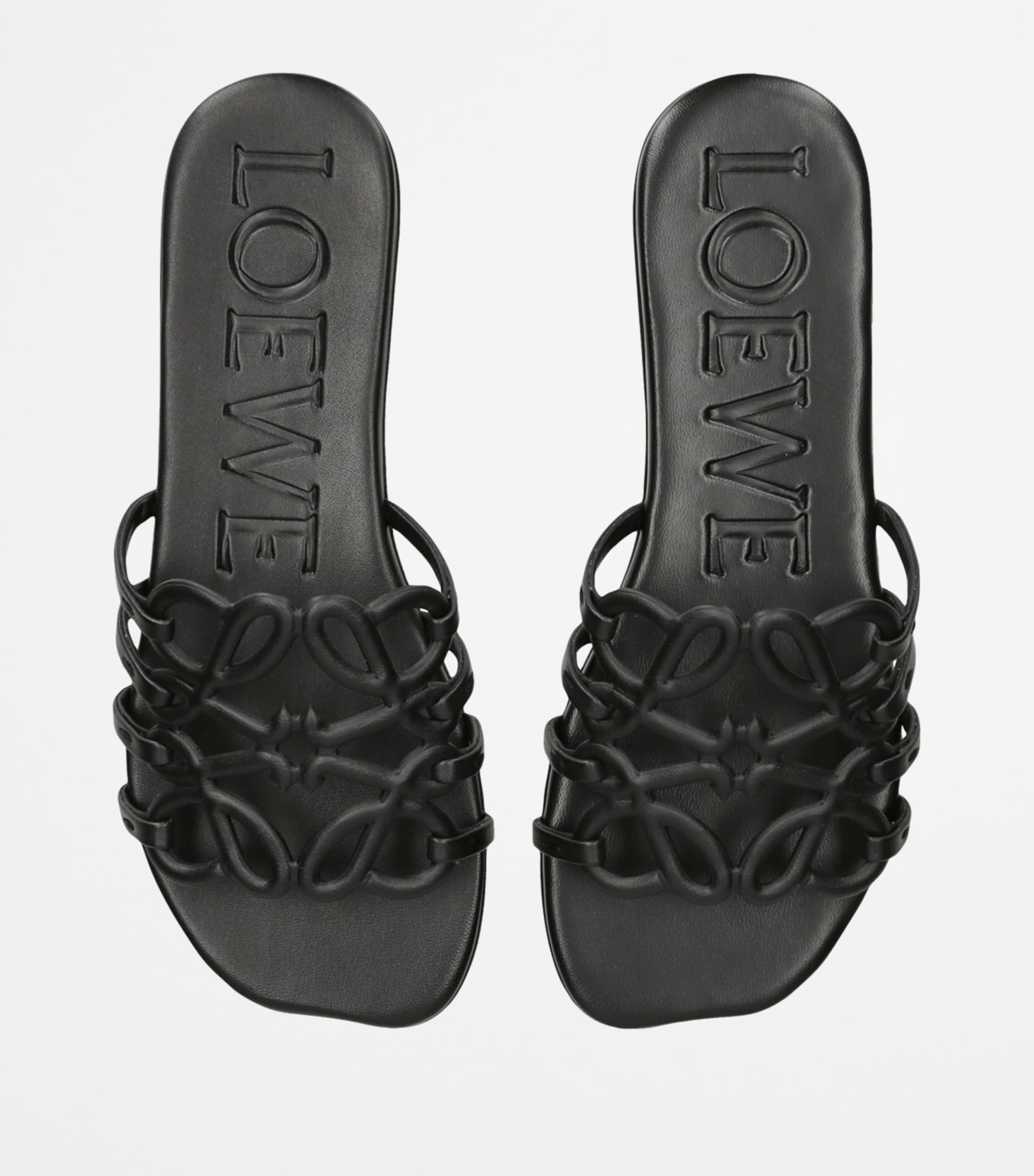 LOEWE Leather Petal Anagram Slides Black Image 4