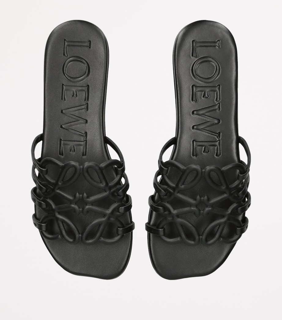 Leather Petal Anagram Slides BLACK Image 4