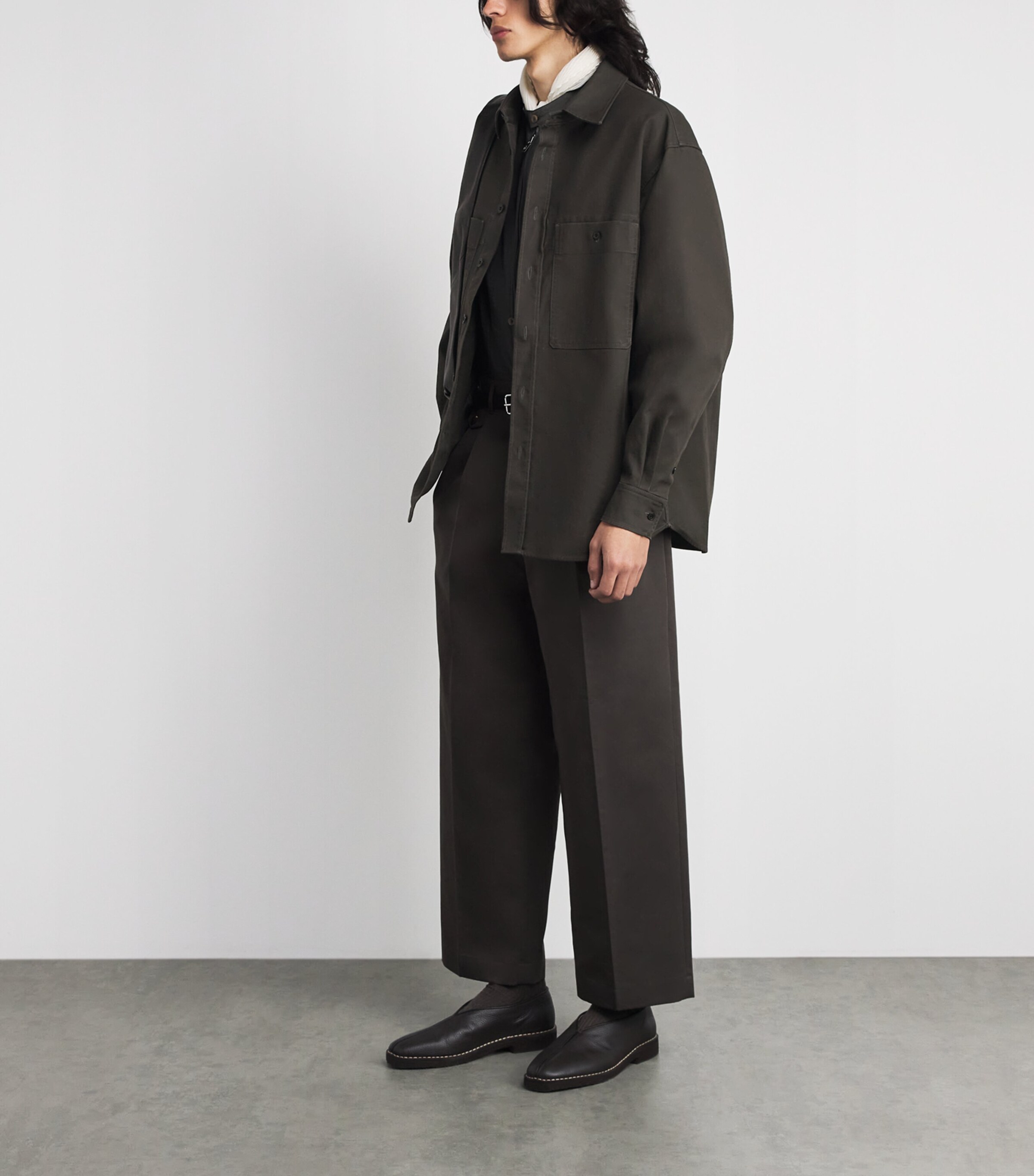 Lemaire Mens Cotton Utility Shirt Espresso Image 2