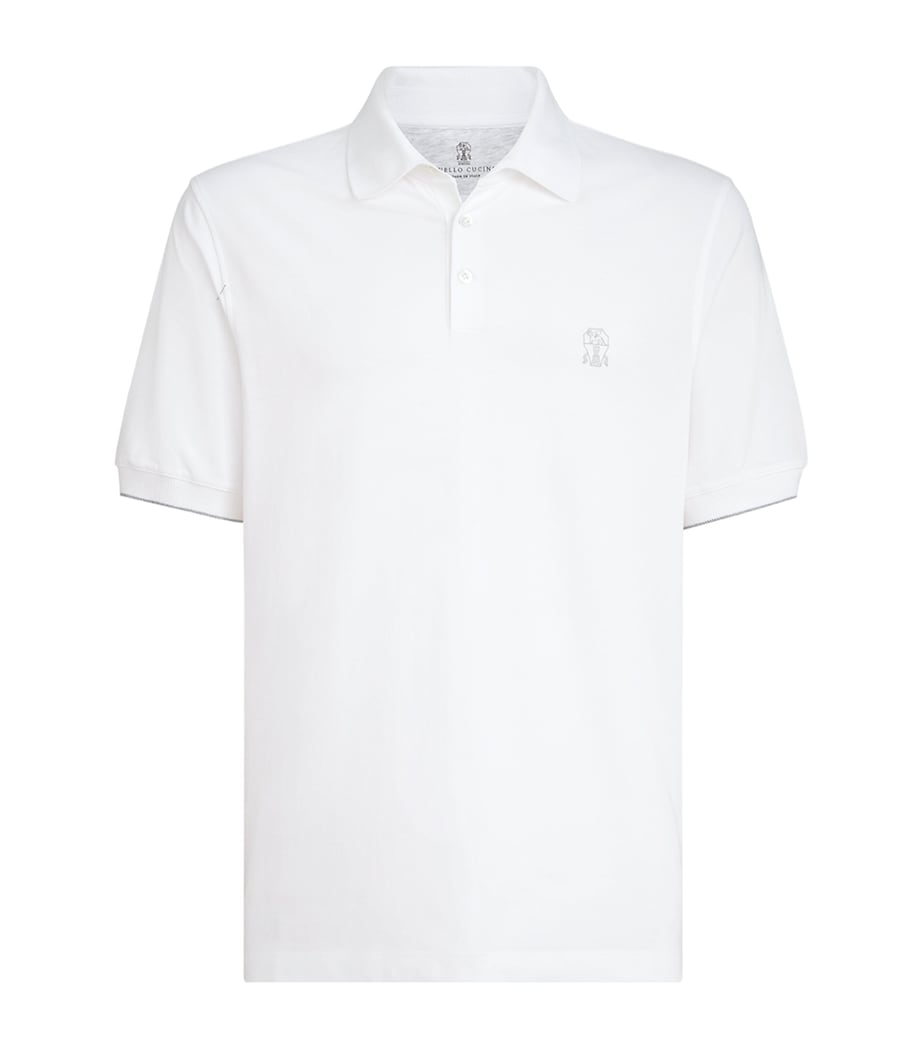 Brunello Cucinelli Mens Cotton Logo Polo Shirt Image 1