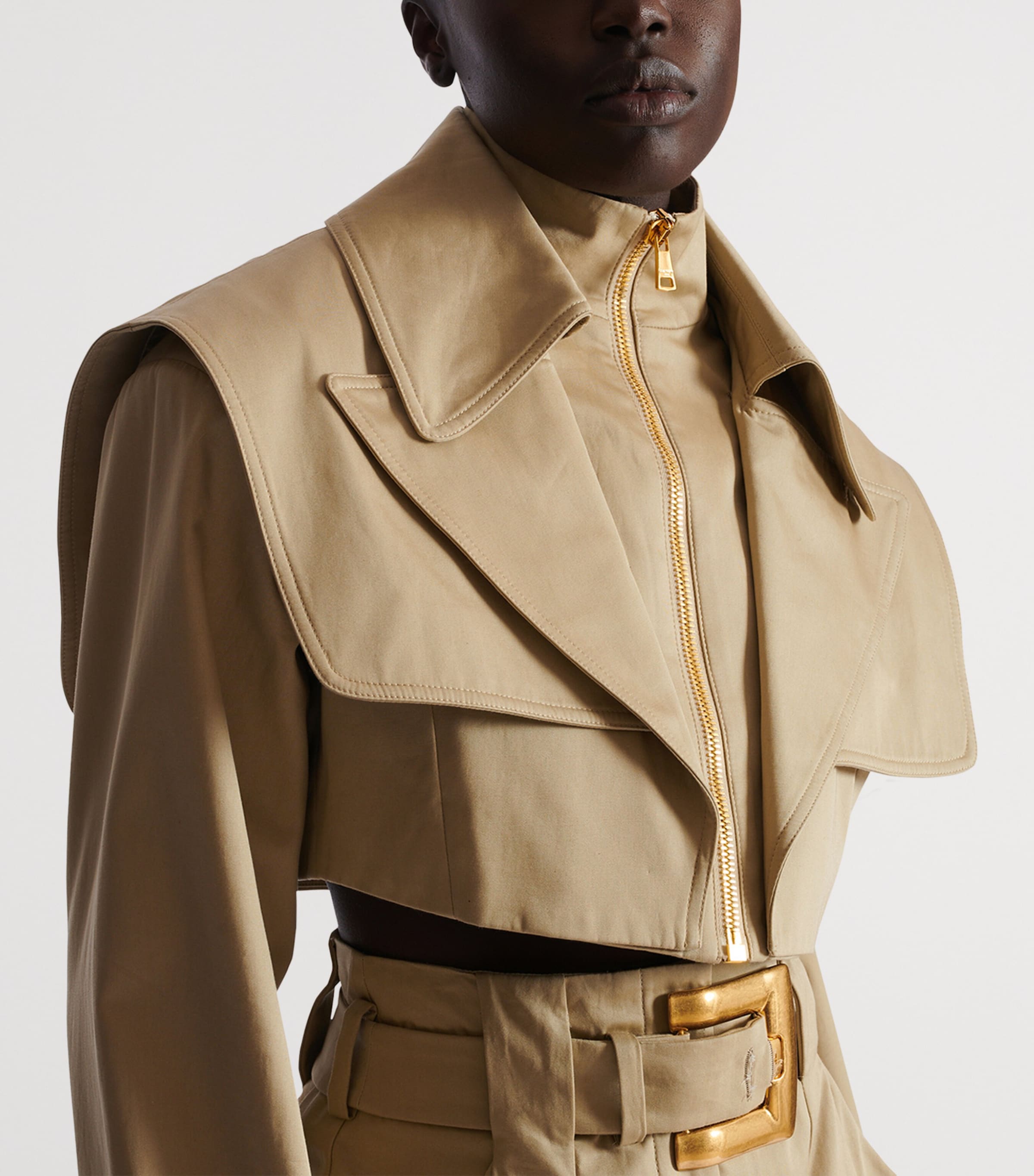 Cotton Cropped Jacket 0AN SABLE Image 6