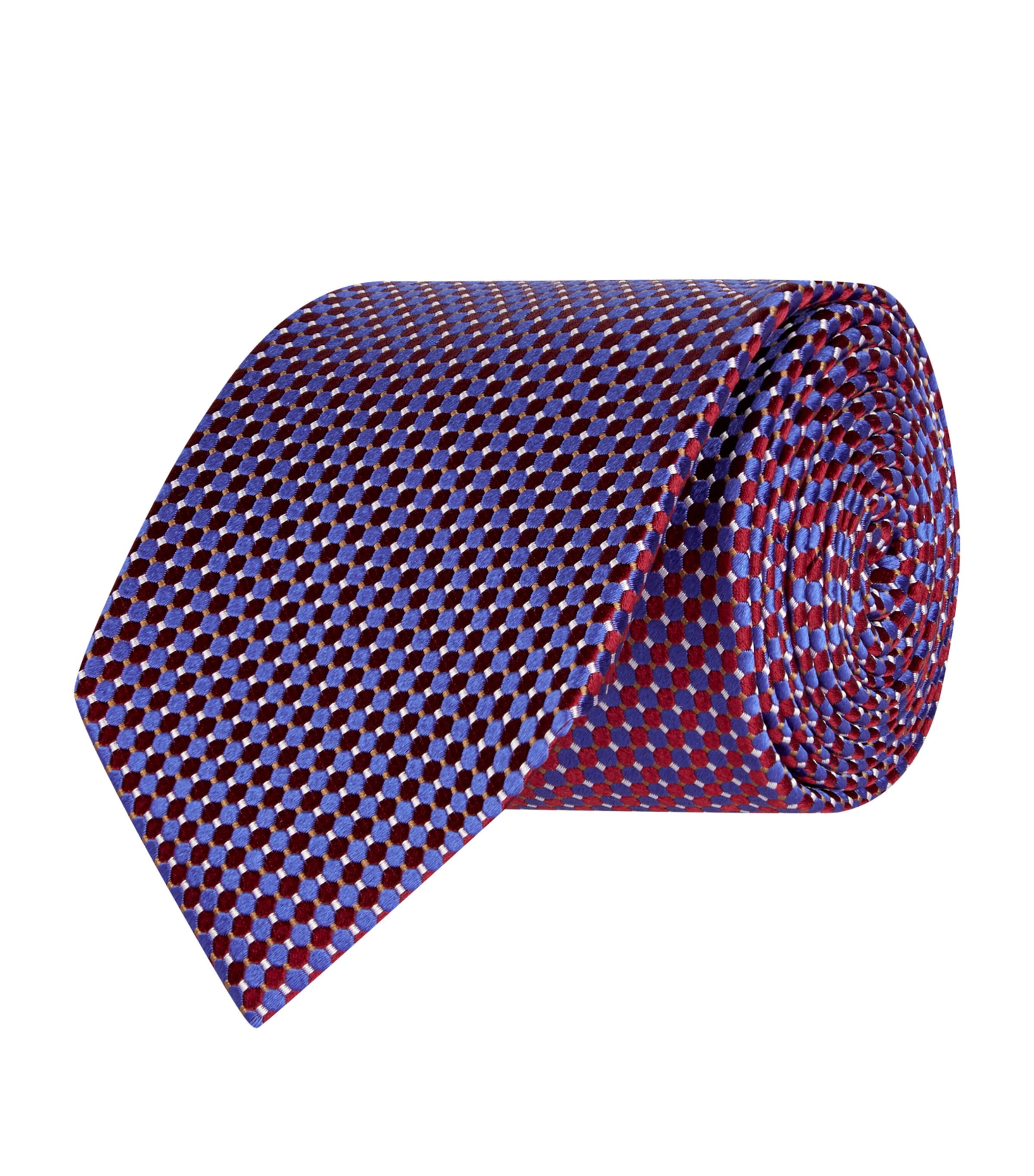 Shop Eton Silk Geometric Tie In Burgundy