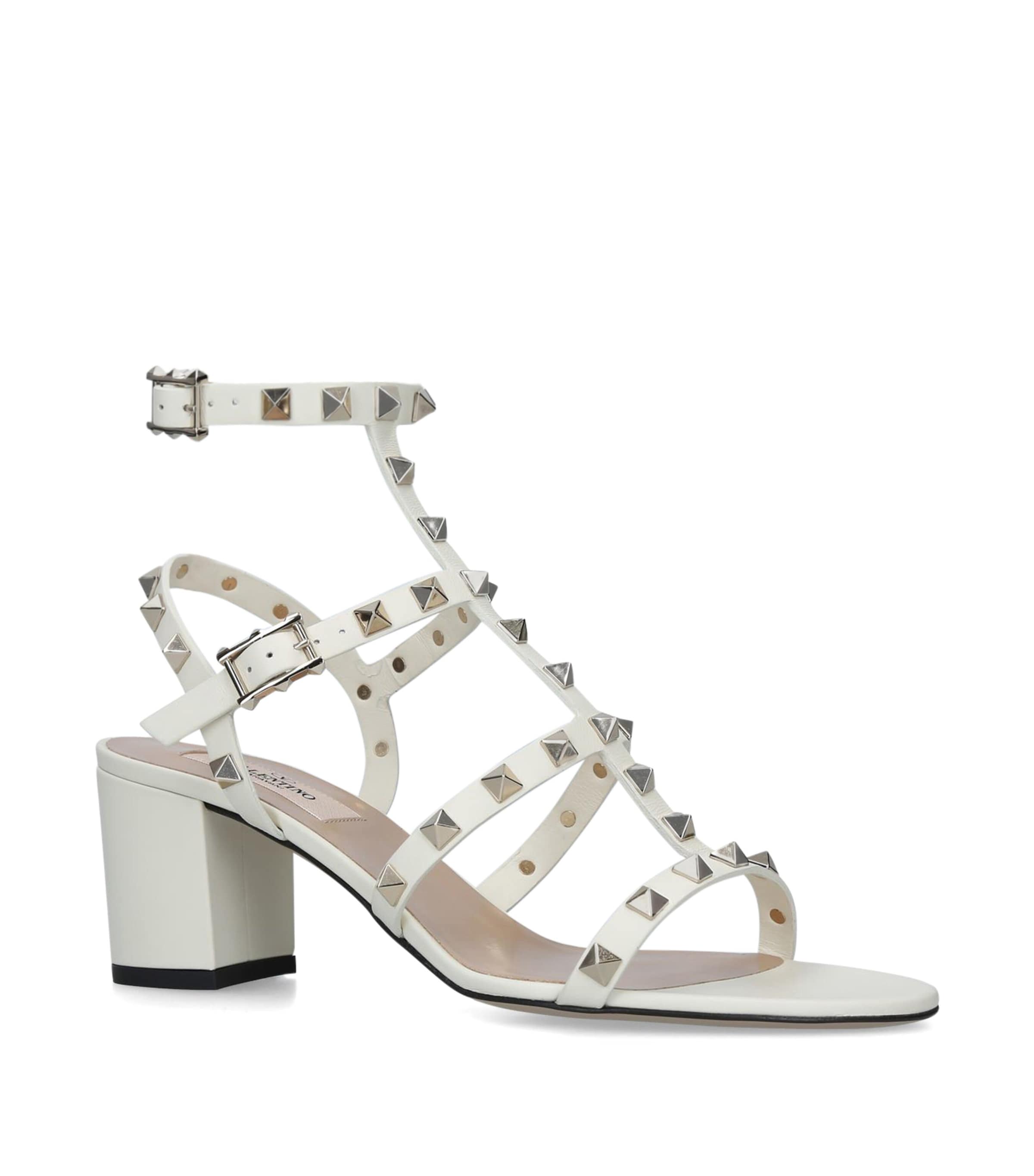 Shop Valentino Leather Rockstud Sandals 60