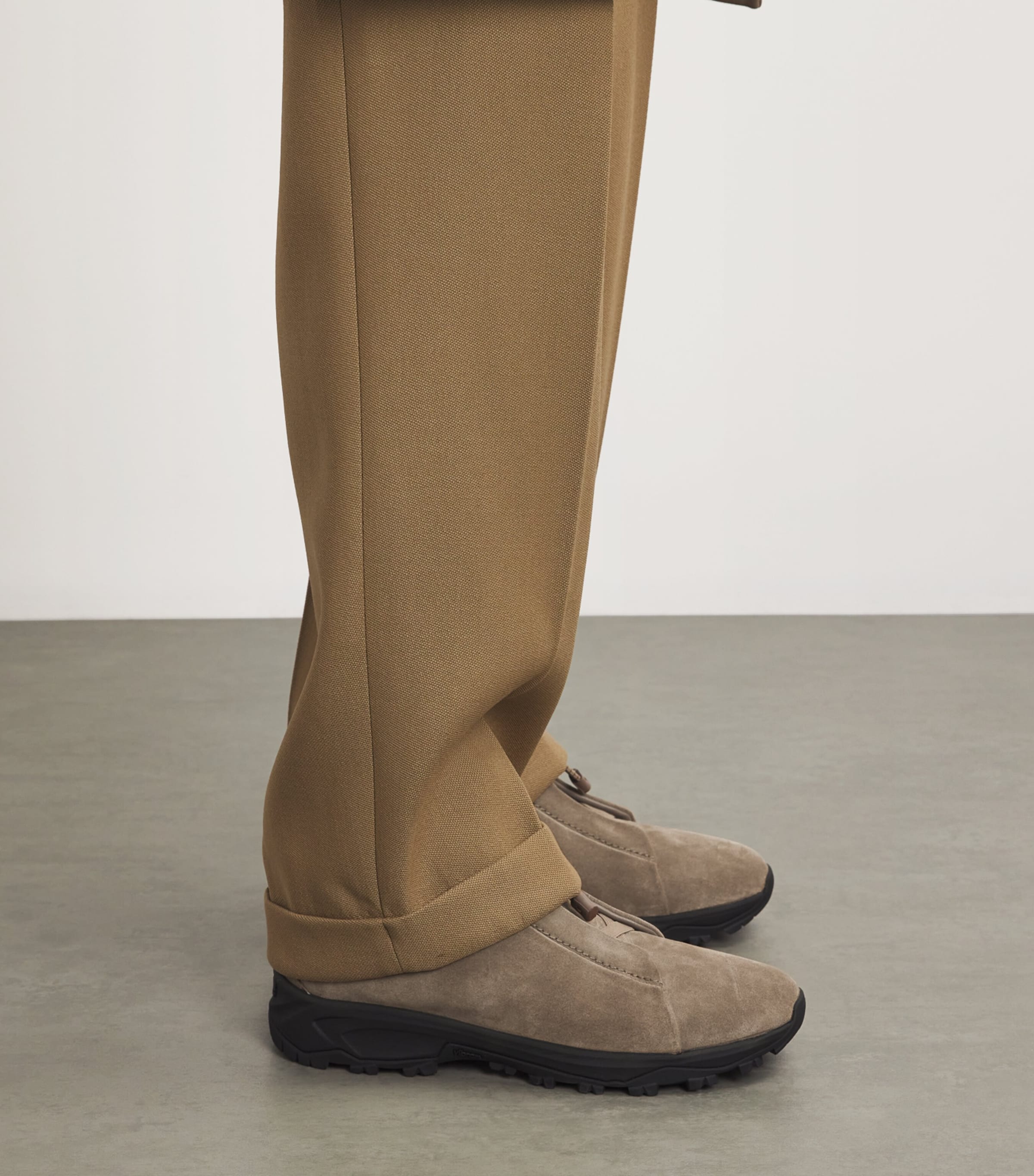 Suede Triple Stitch High-Top Sneakers BEIGE Image 2