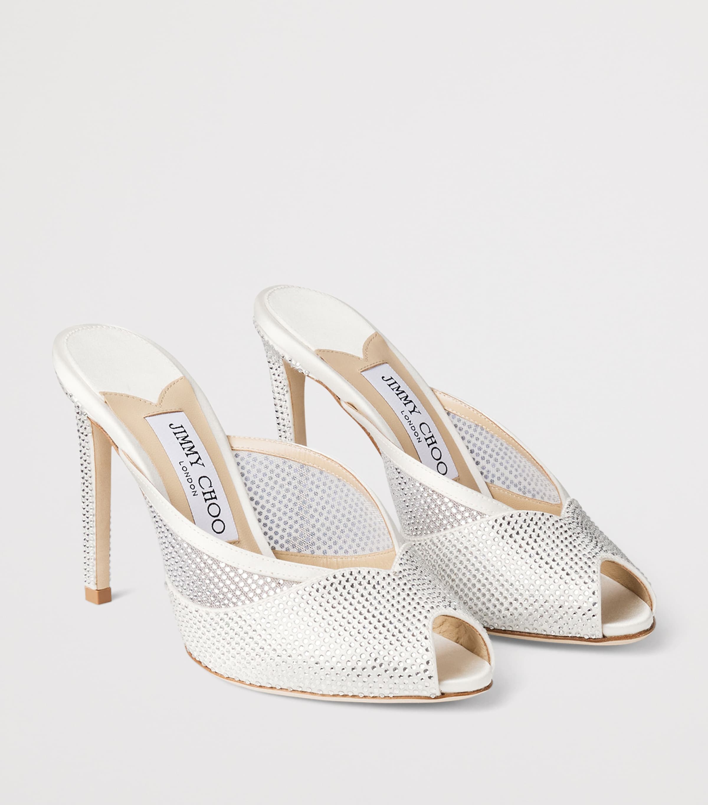 Jimmy Choo Brigitte 100 Embellished Mules Ivory/crystal Image 2