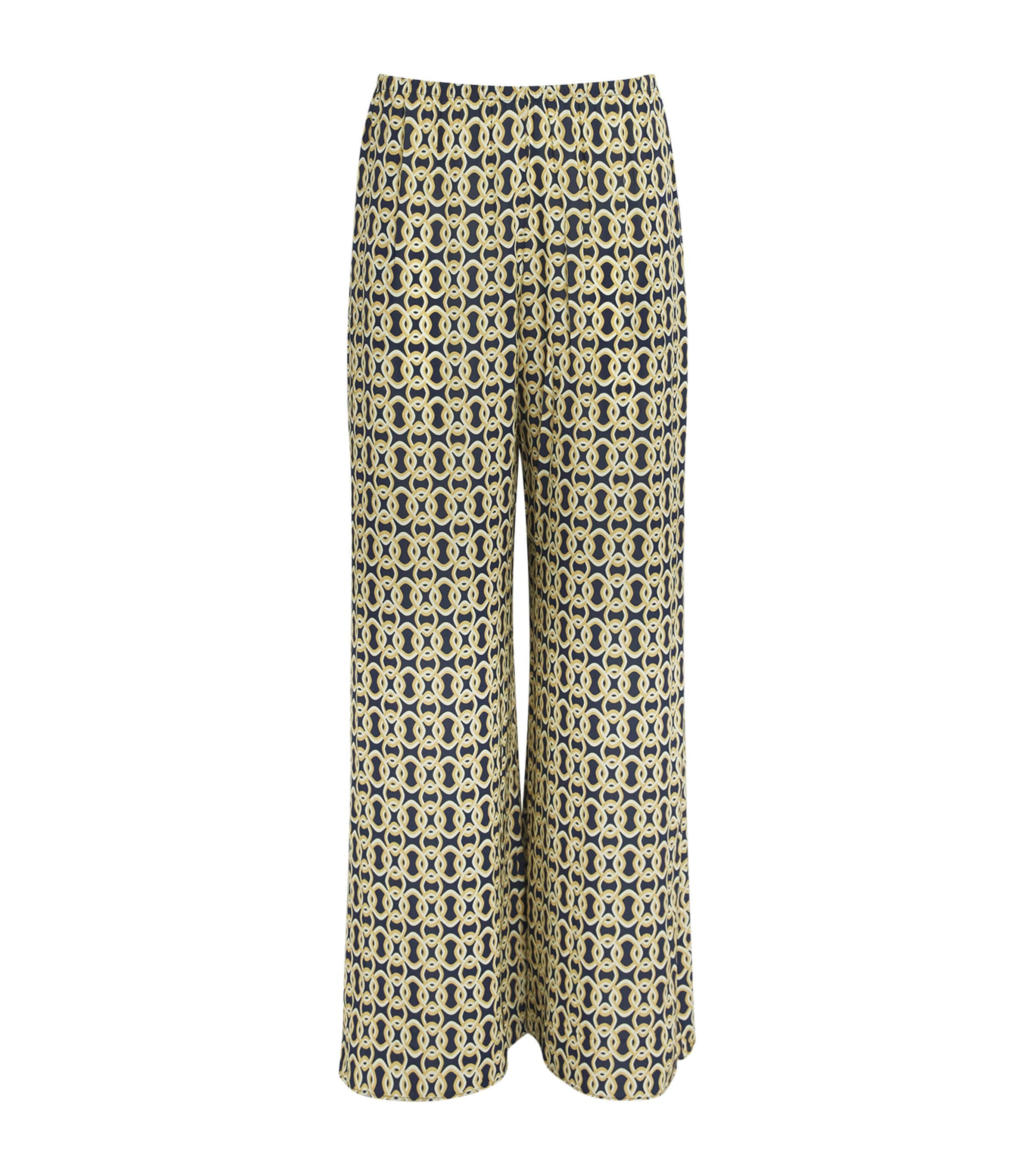 AWAY THAT DAY Womens Geometric Print St. Barts Trousers Navy/gold Link Prnt Image 1