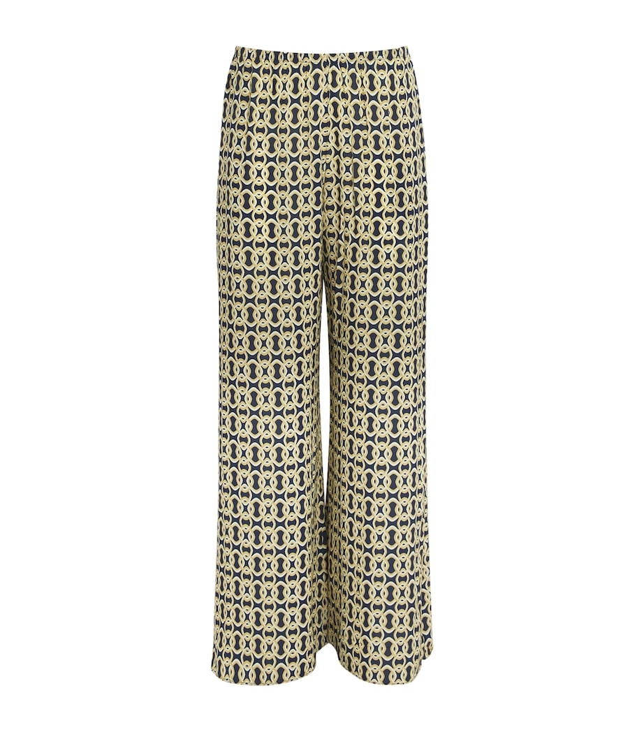 AWAY THAT DAY Womens Geometric Print St. Barts Trousers Navy/gold Link Prnt Image 1