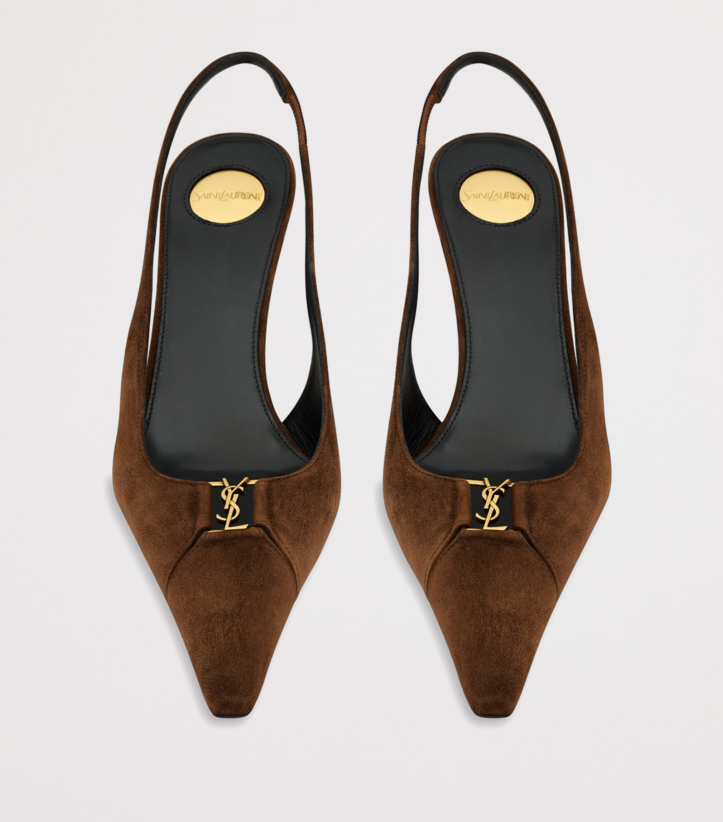Saint Laurent Womens Suede Babylone Slingback Pumps 75 Image 2