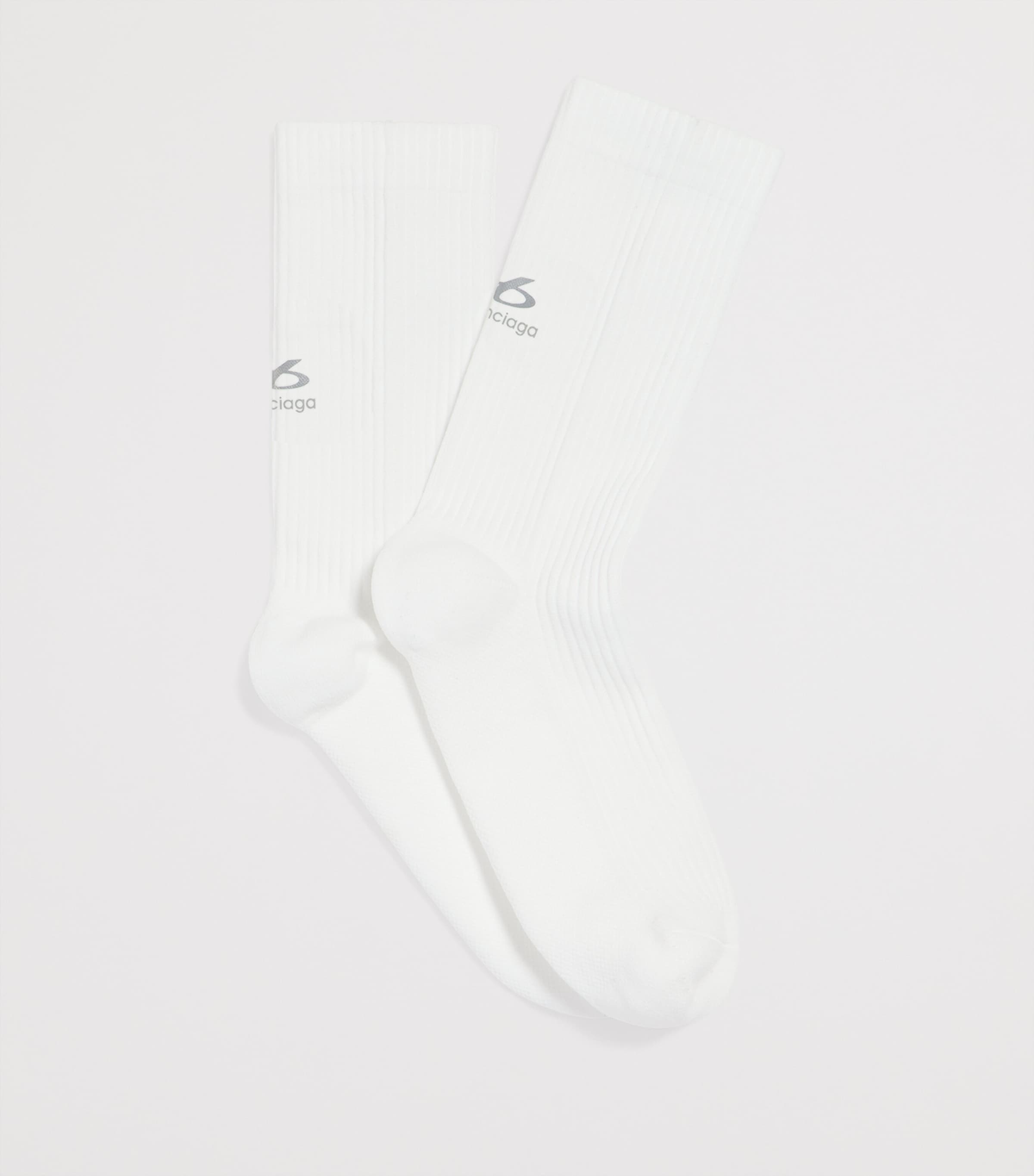 Balenciaga Womens Ribbed Logo Ankle Socks Image 2