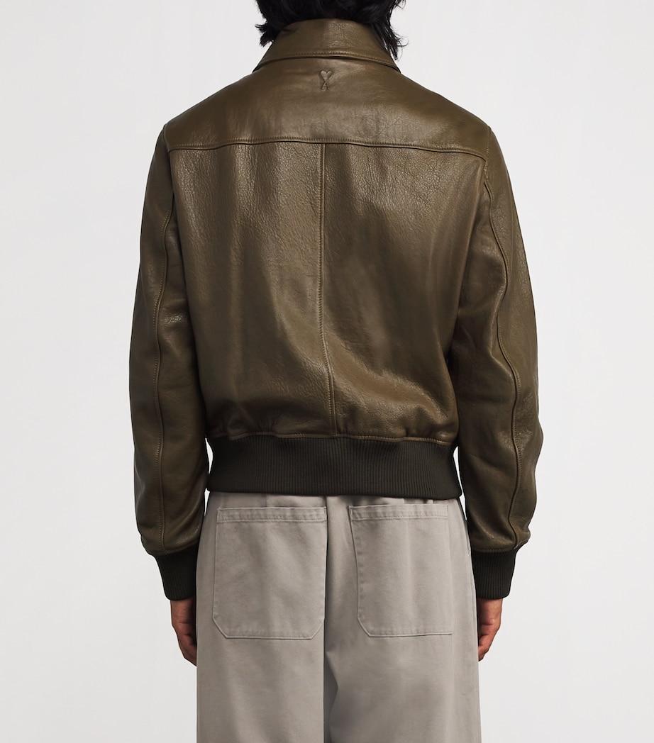 Leather Collar Bomber Jacket 298 - BRONZE Image 4