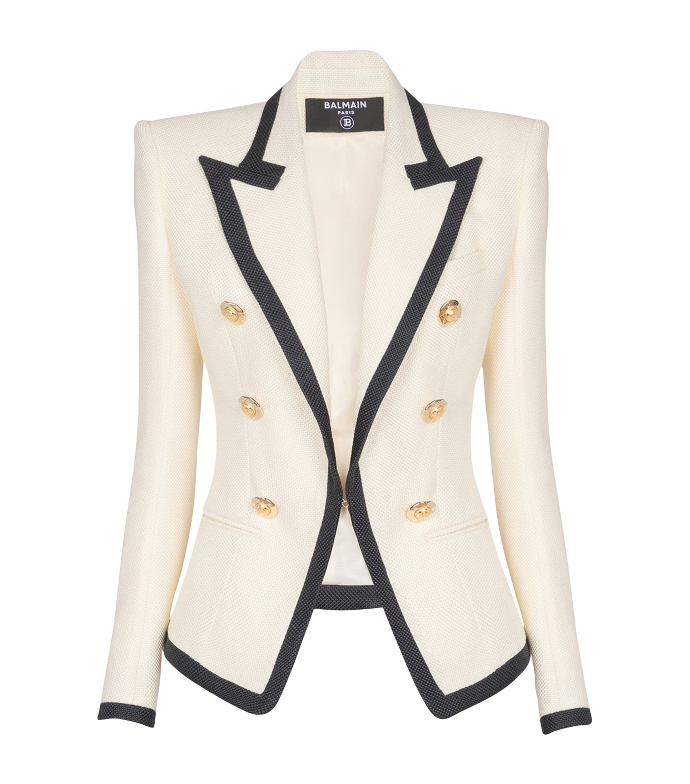 Balmain One Button Fitted Natte Jacket Clothing In White