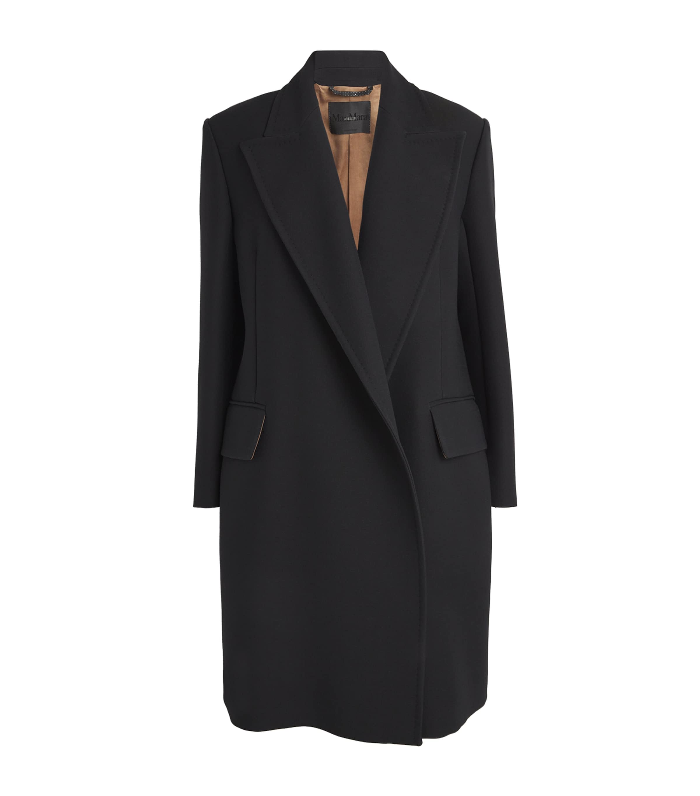 Max Mara Wool-silk Tailored Coat In Black