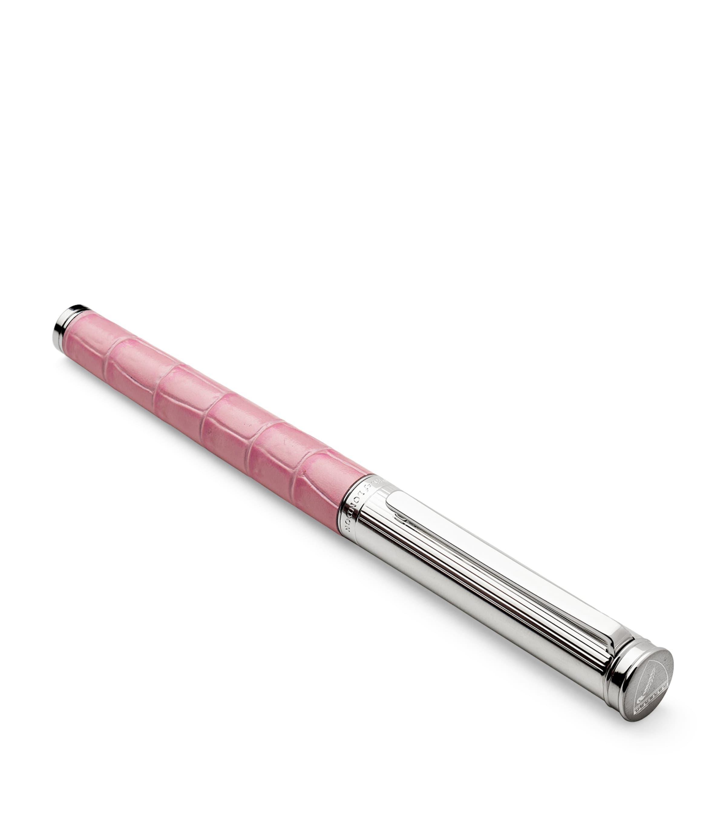 Aspinal Of London Croc-Embossed Leather London Rollerball Pen Lilac Image 2