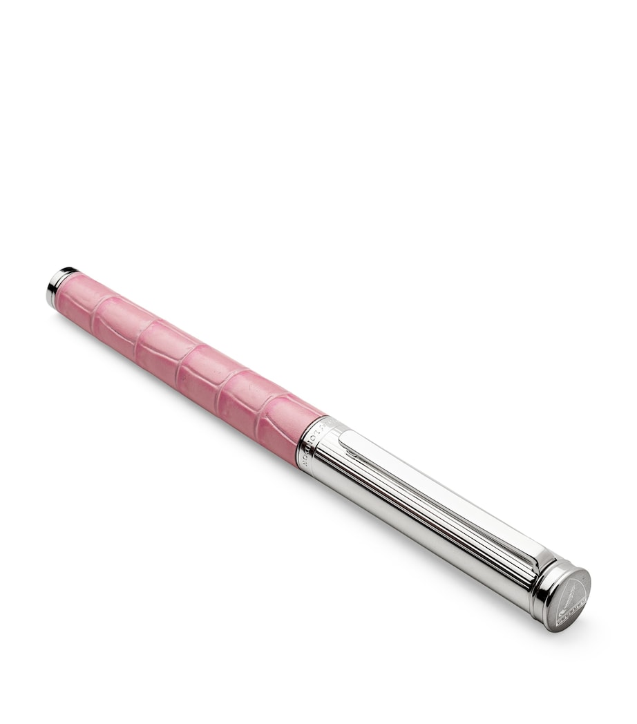 Aspinal Of London Croc-Embossed Leather London Rollerball Pen Lilac Image 2