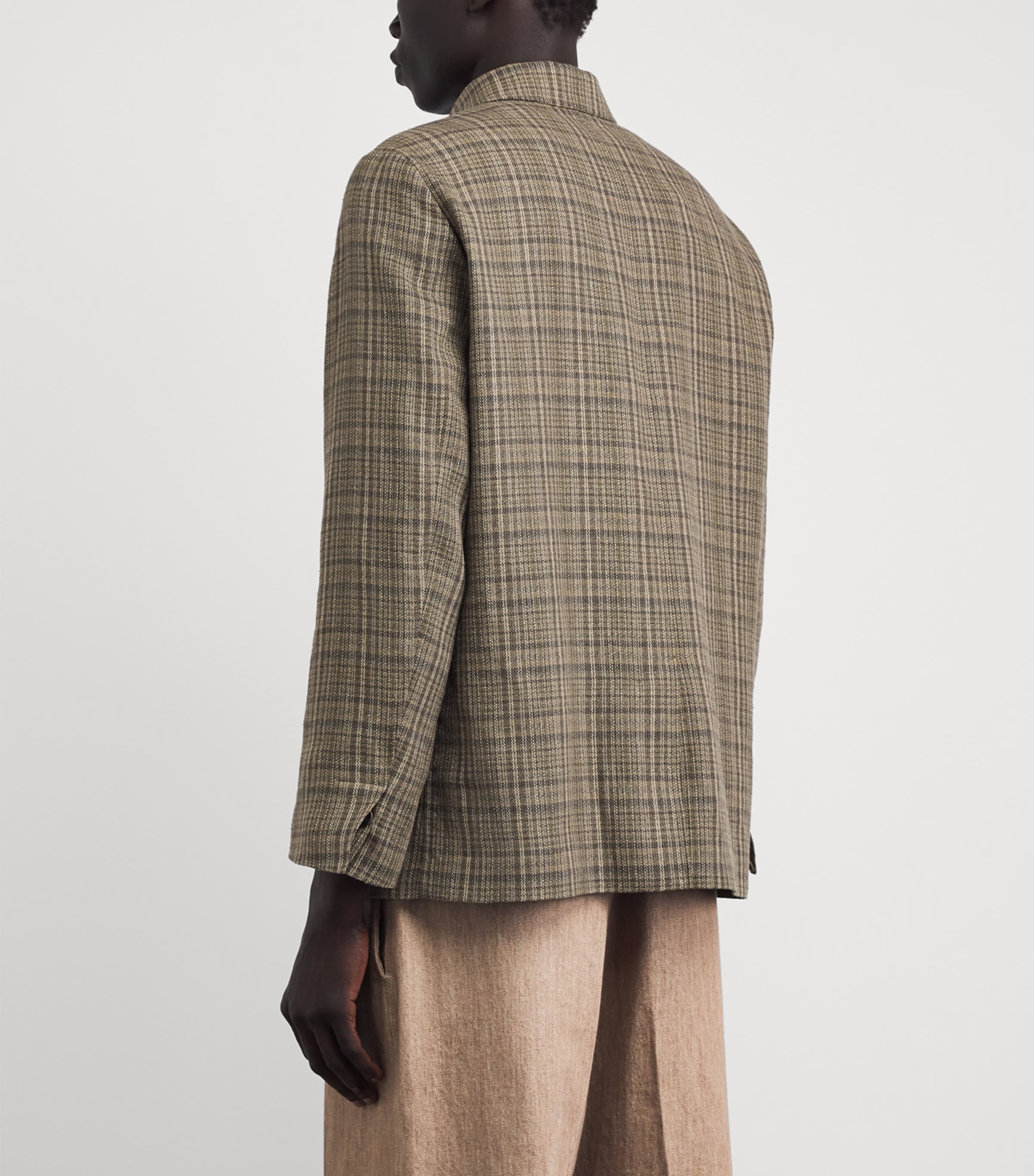 Silk-Linen Check Jacket DARK BROWN CHECK Image 5