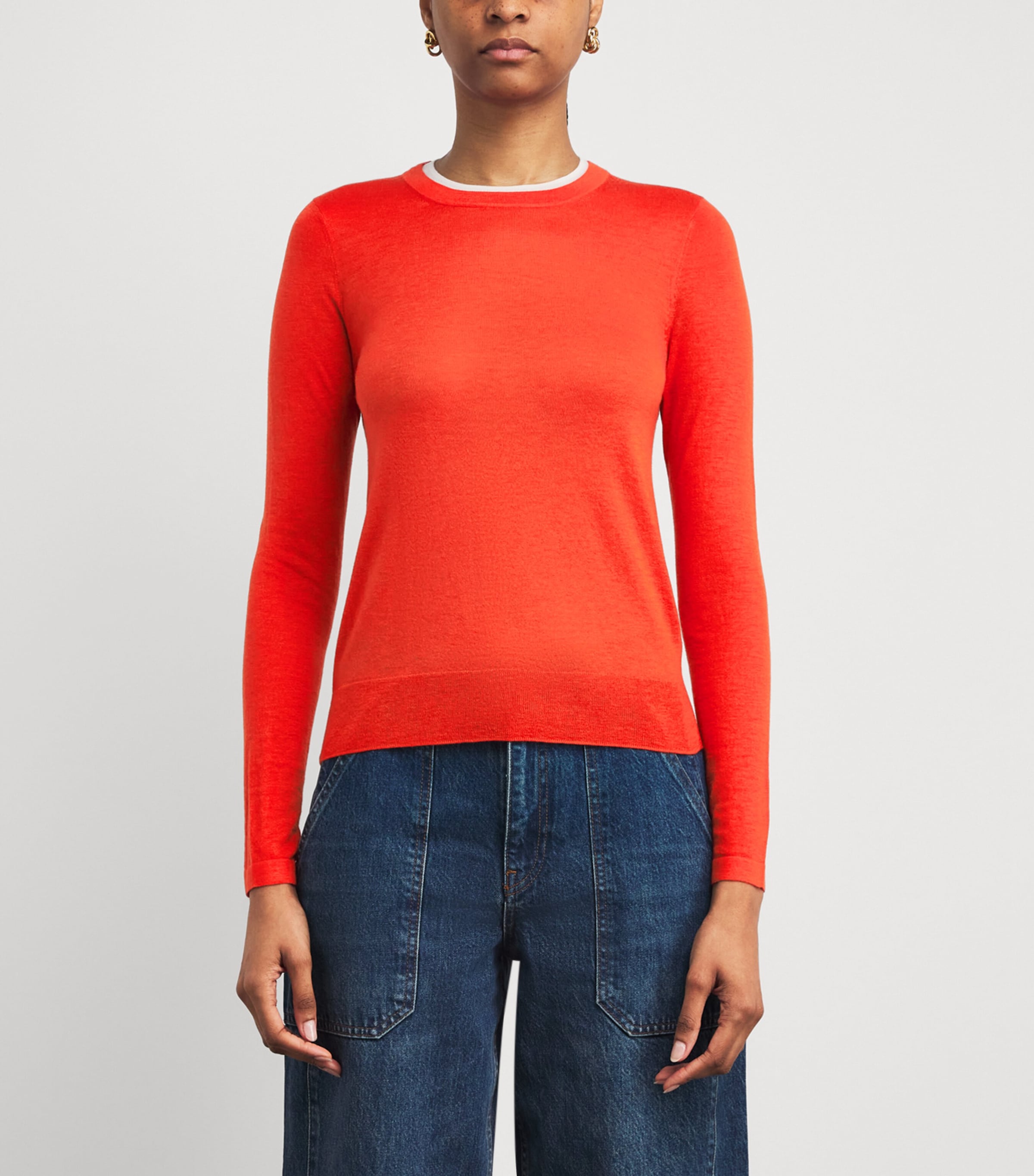 Wool-Cashmere Layered Sweater ORANGE/WHITE Image 3