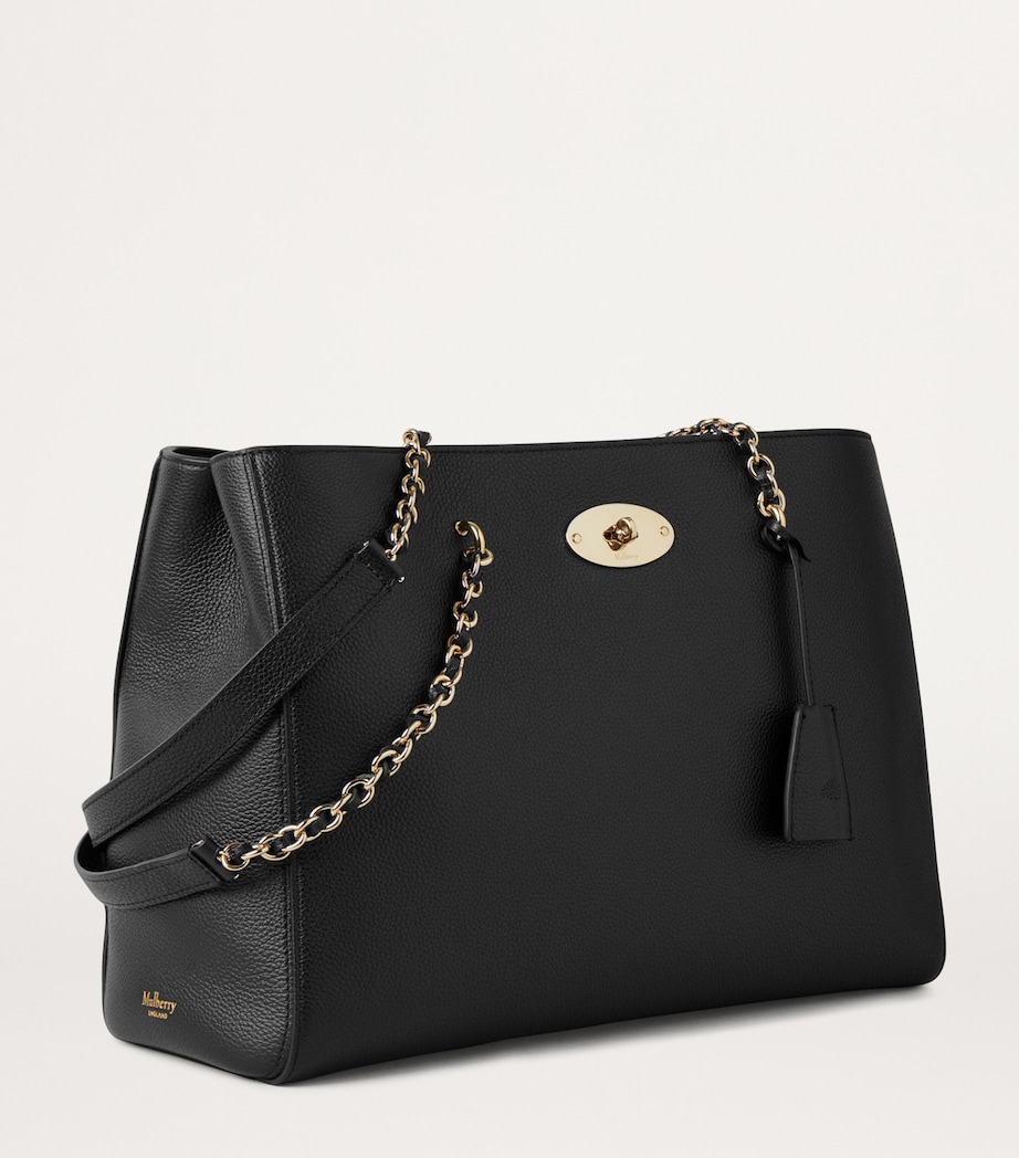 Small Leather Lily Chain Tote Bag BLACK Image 3