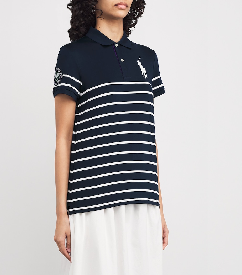 Polo Ralph Lauren Womens x Wimbledon Stripe Polo Shirt Navy Image 3