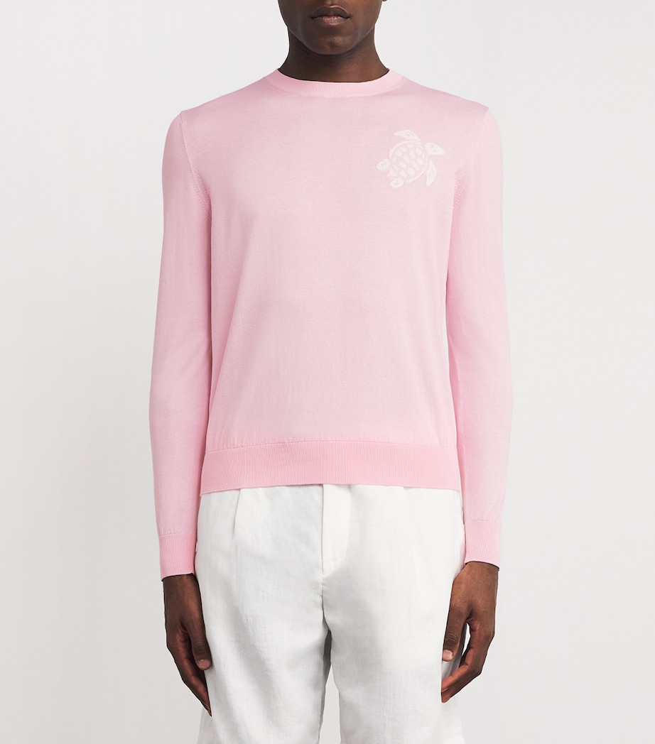 Cotton Turtle Jacquard Sweater 159-PEONY Image 3