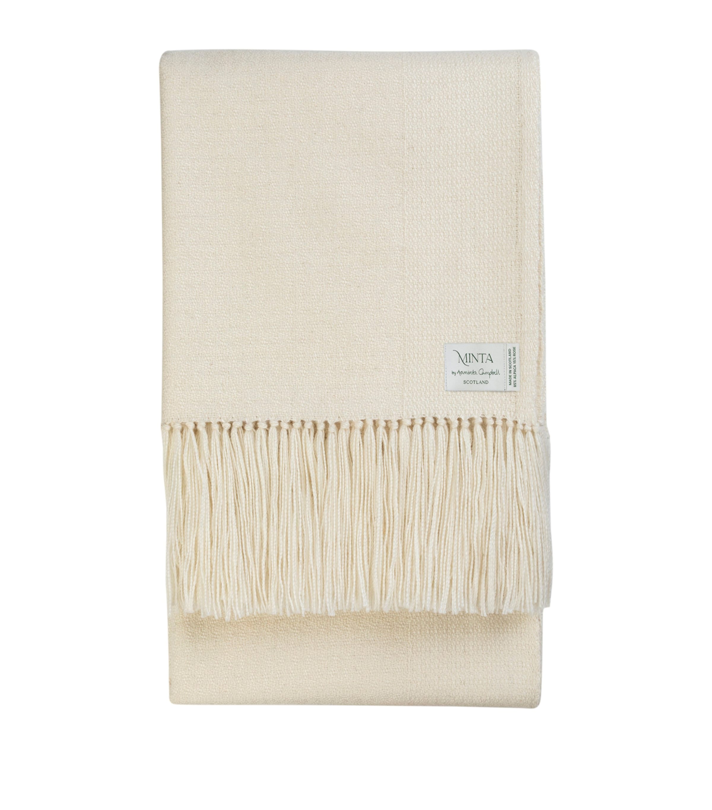 Araminta Campbell Alpaca-Blend Willow Throw (150cm x 230cm) White Image 1