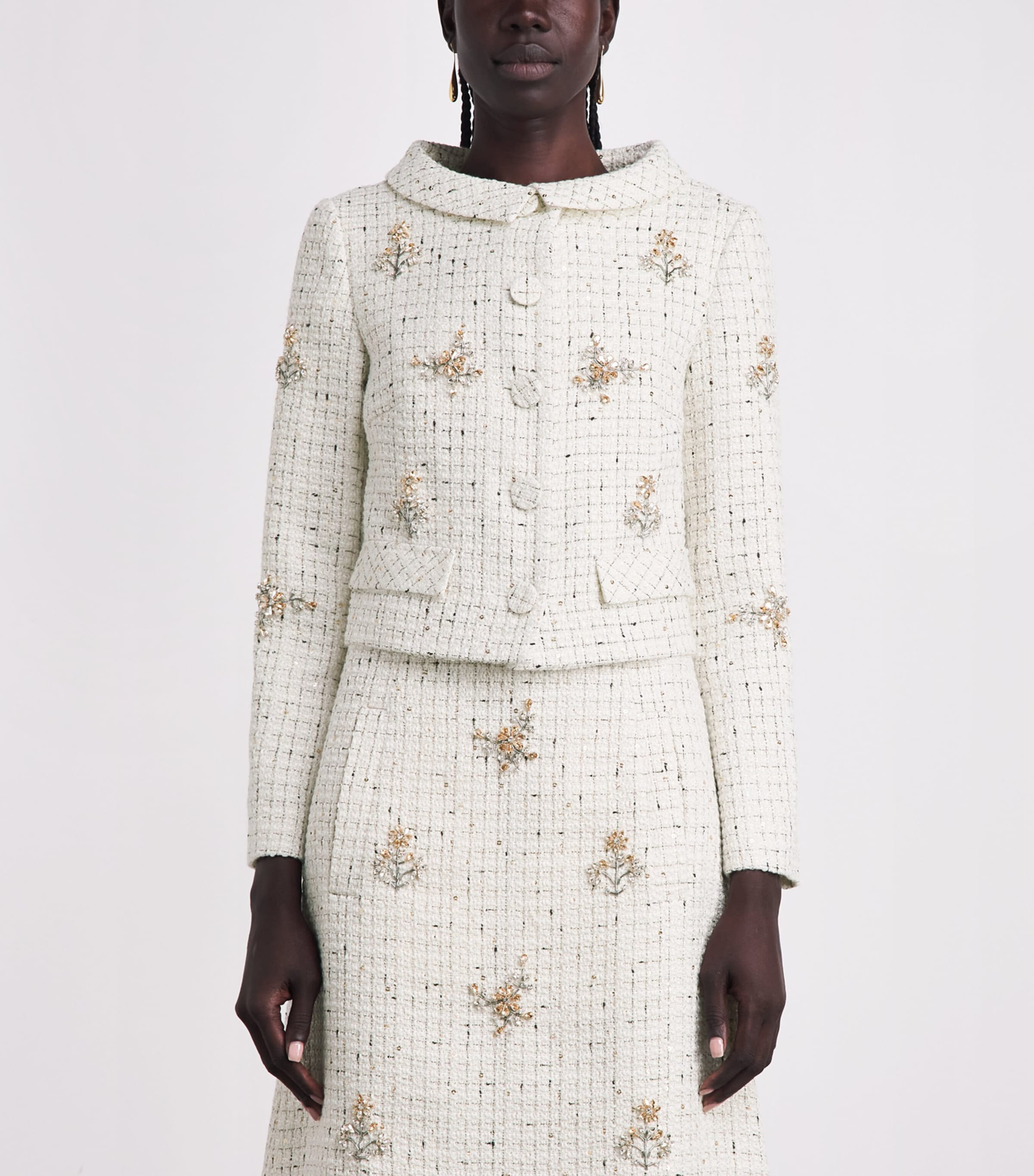Huishan Zhang Womens Tweed Coco Jacket White Image 4