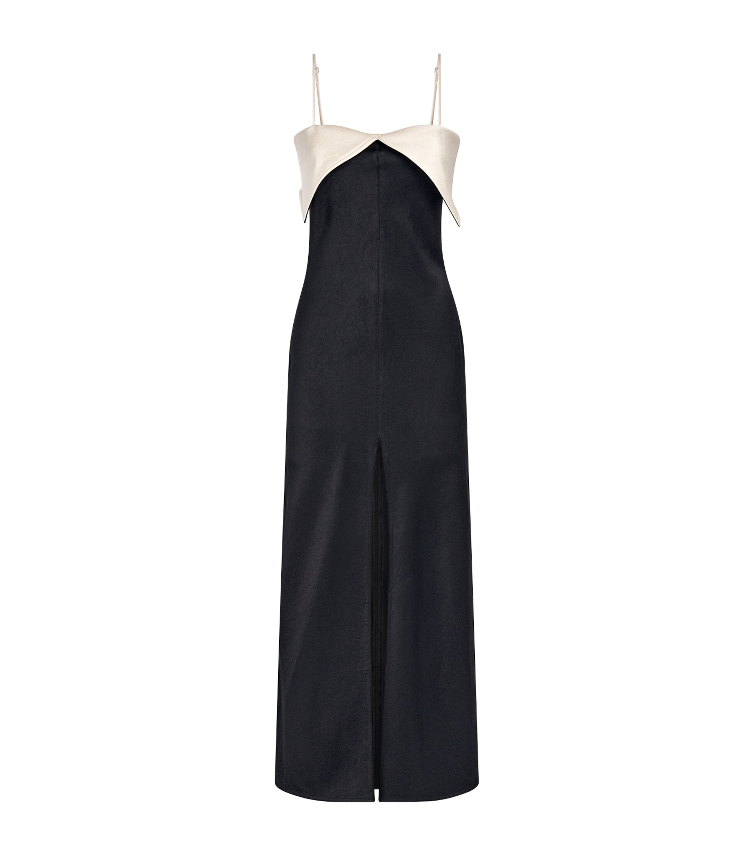 Nanushka Womens Satin Nelma Maxi Dress Black/ecru Image 1