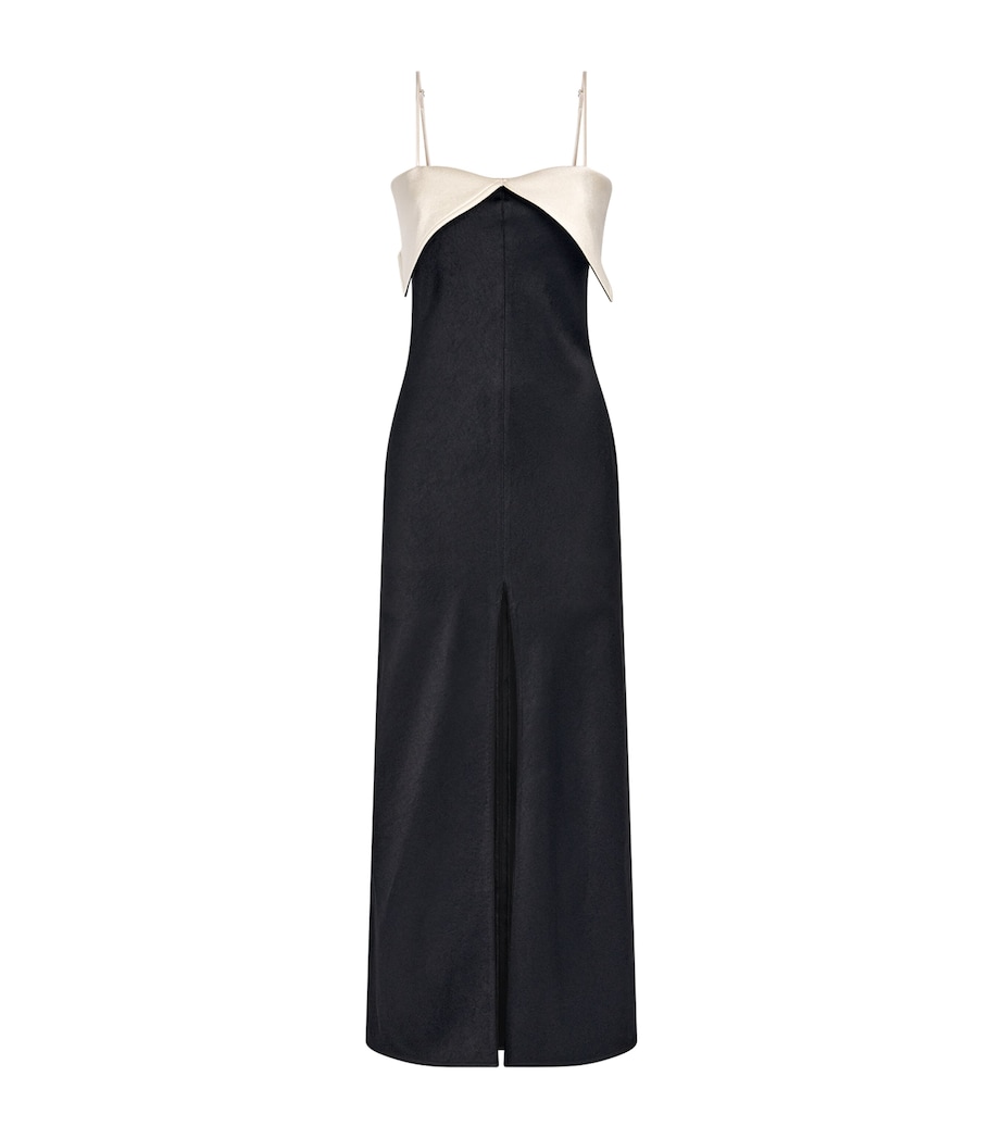 Nanushka Womens Satin Nelma Maxi Dress Black/ecru Image 1