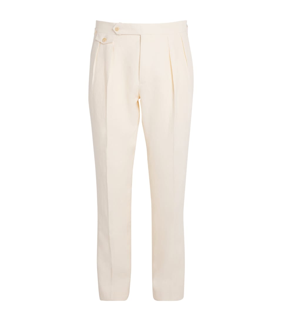 Polo Ralph Lauren Pleated Linen Trousers Light Cream