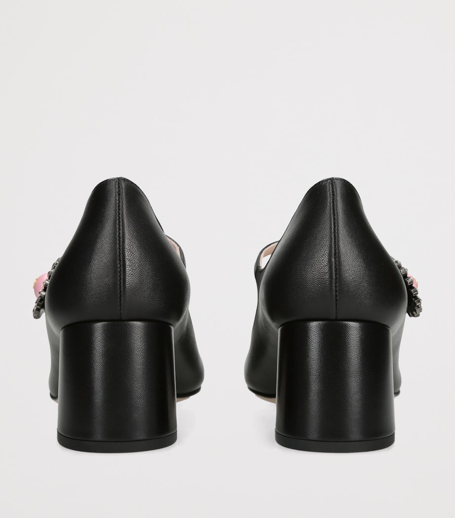 Leather Embellished Preshoes Pumps 55 BLACK/COMB Image 2