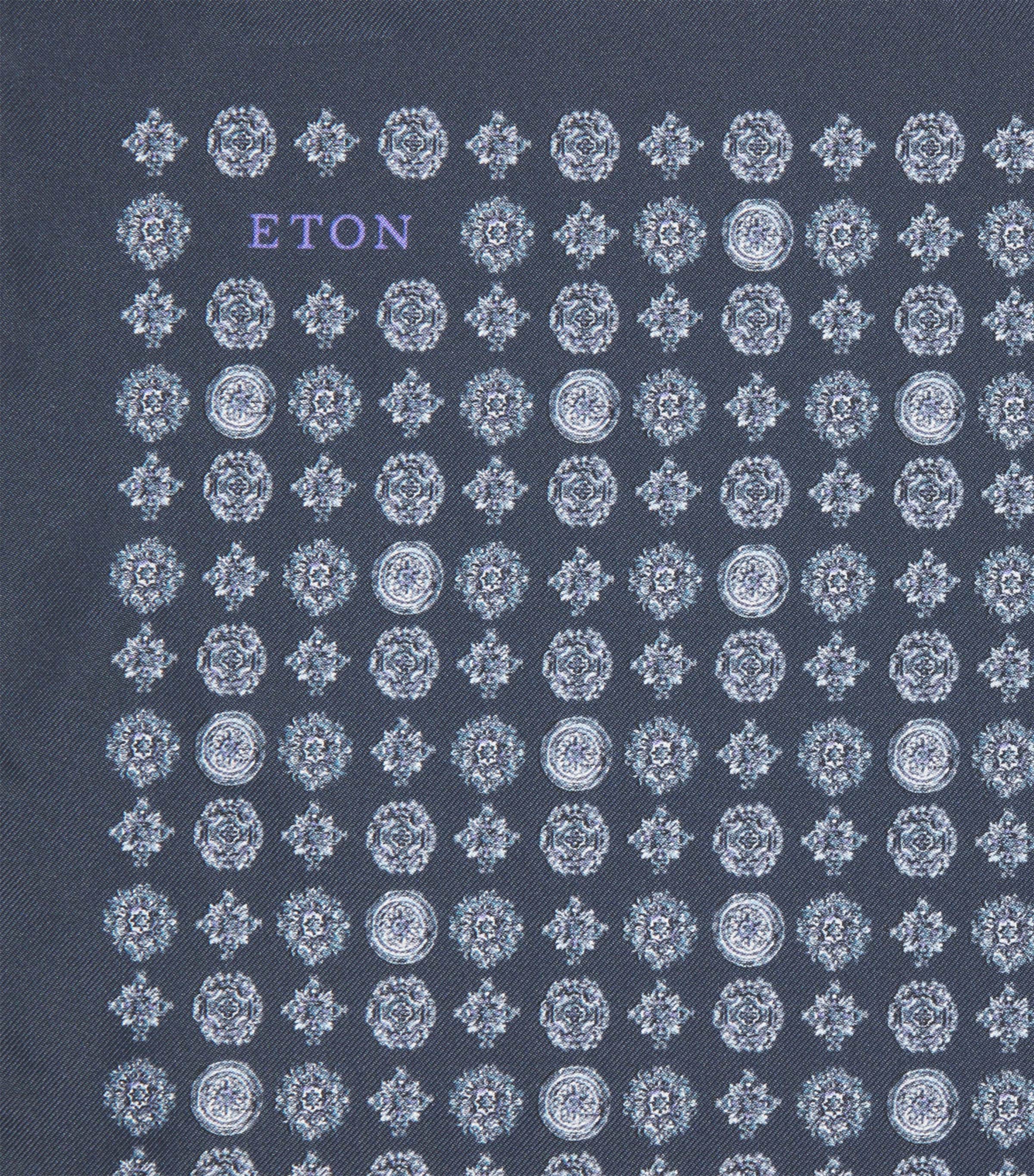 Eton Silk Medallion Pocket Square Navy Blue Image 3