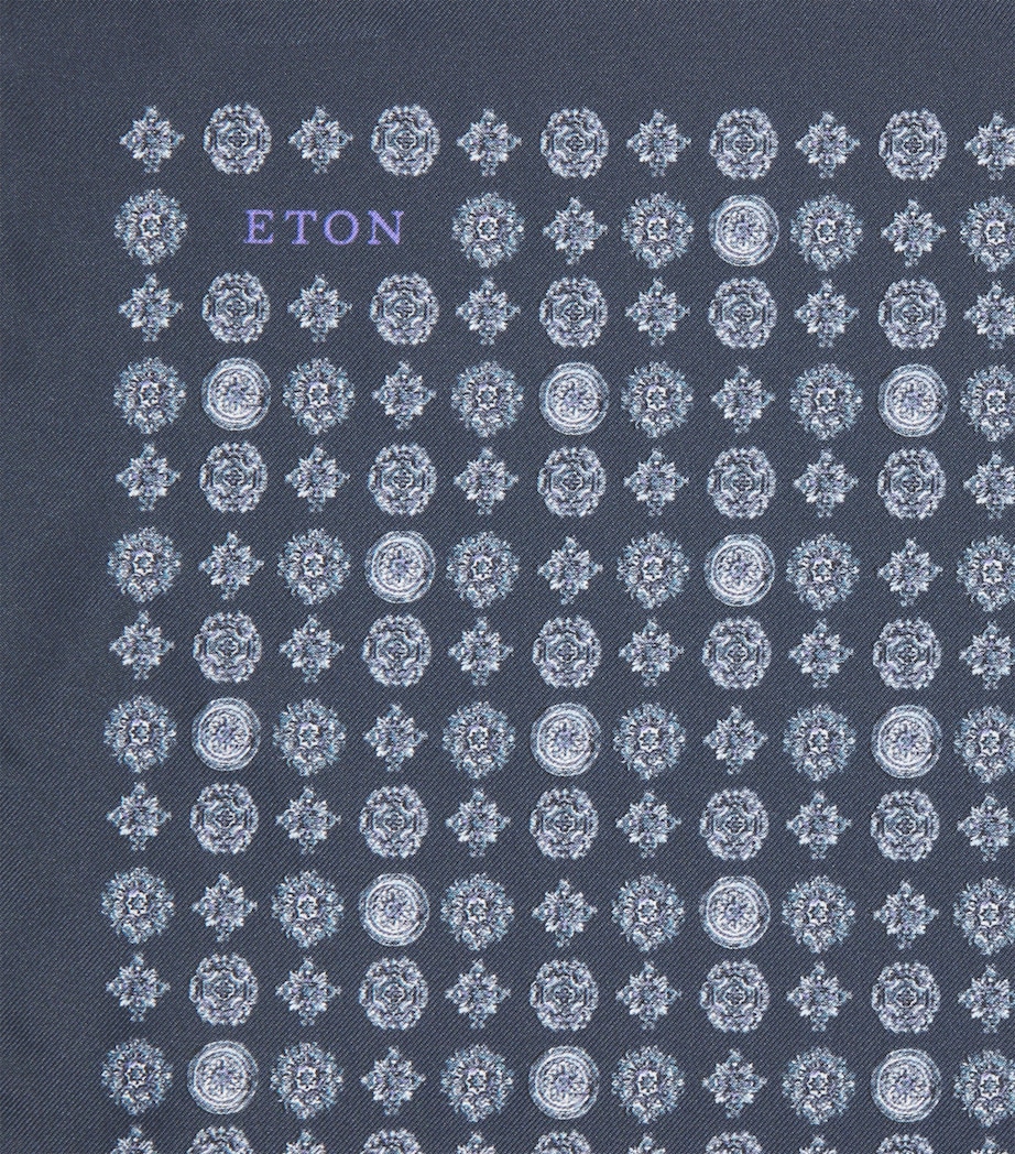 Eton Silk Medallion Pocket Square Navy Blue Image 3