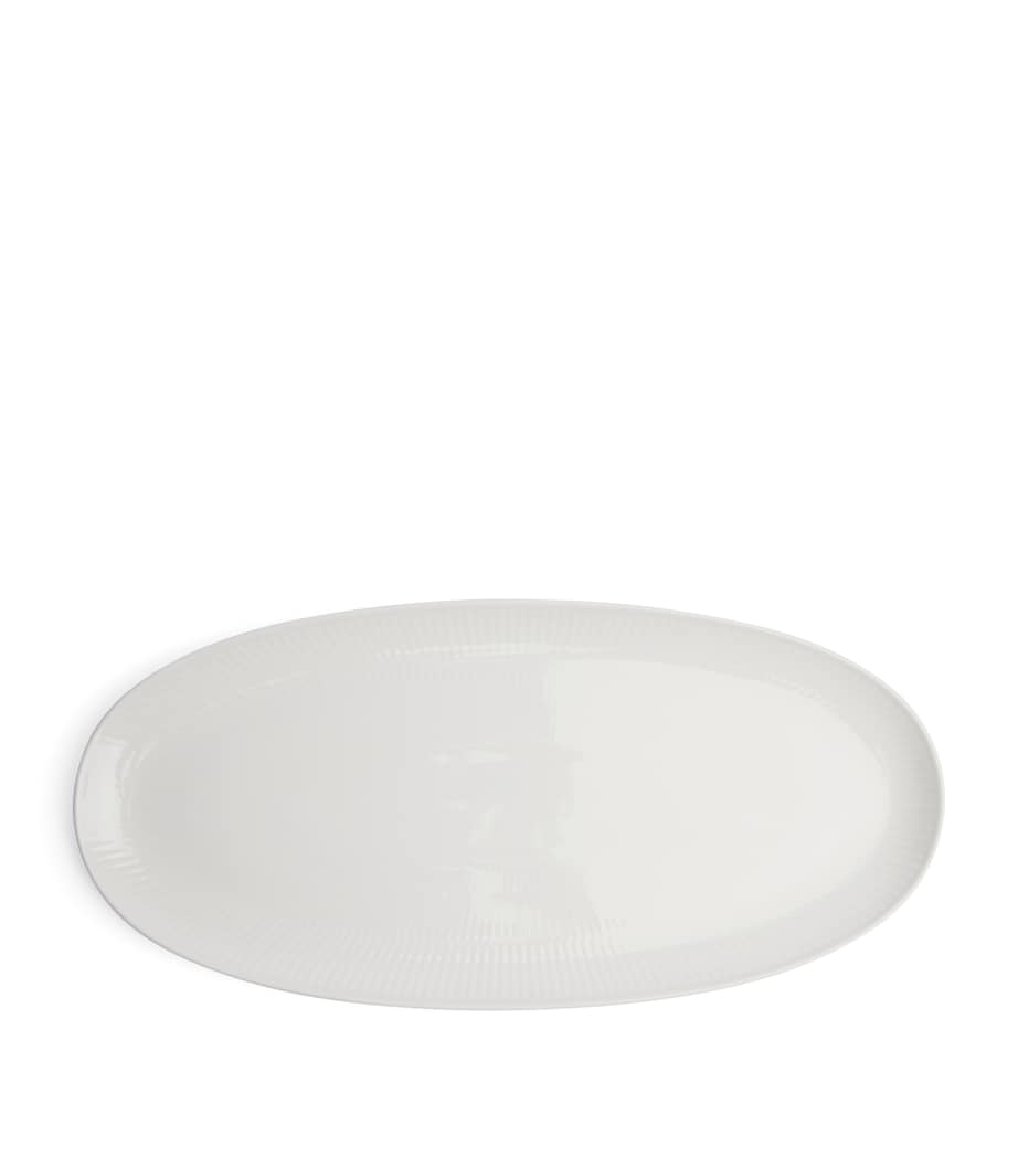 White Fluted Long Oval Dish (37cm x 17cm) WHITE Image 1
